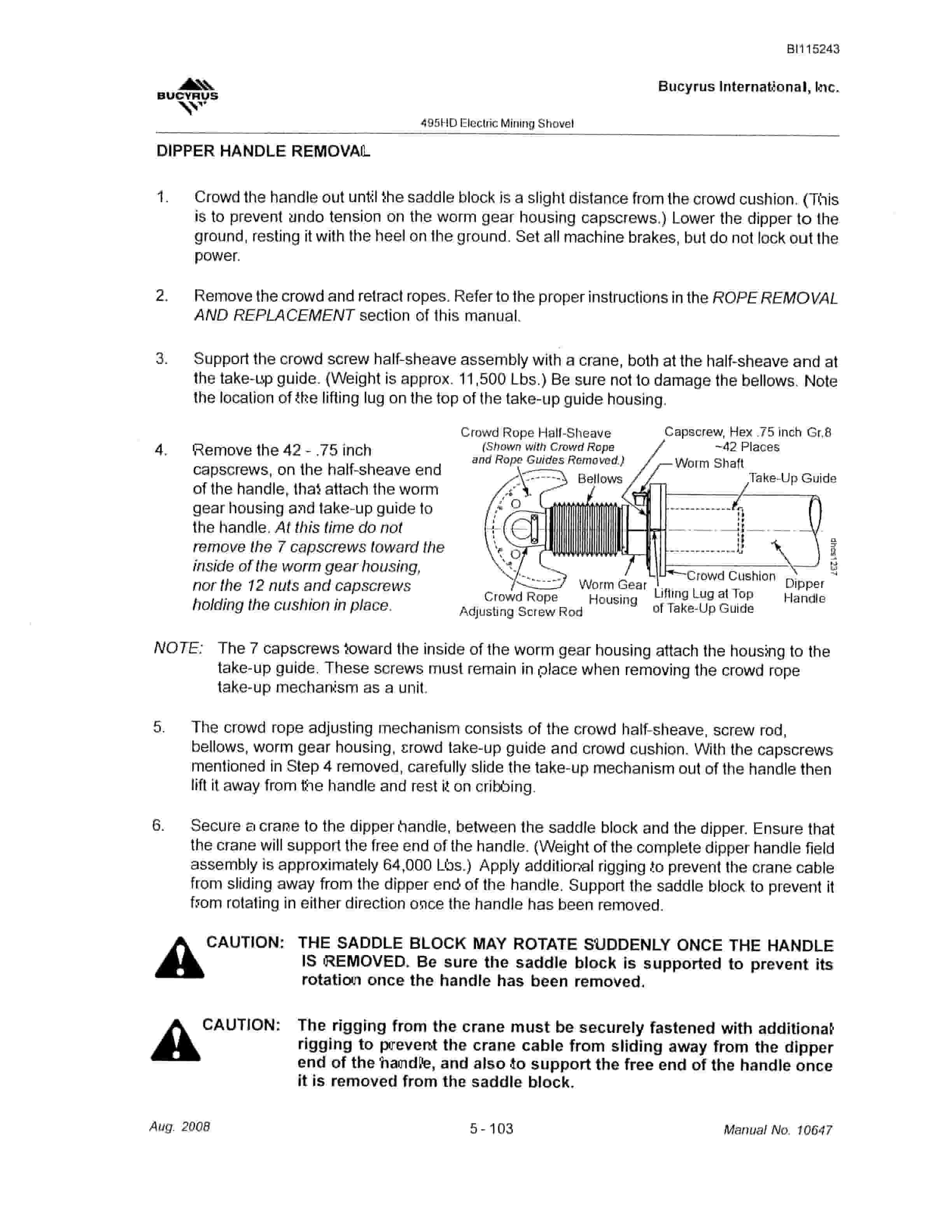 Bucyrus 495HD Mining Shovel Technical Manual BI115243 3 Bucyrus 495HD Mining Shovel Technical Manual BI115243 - Image 3