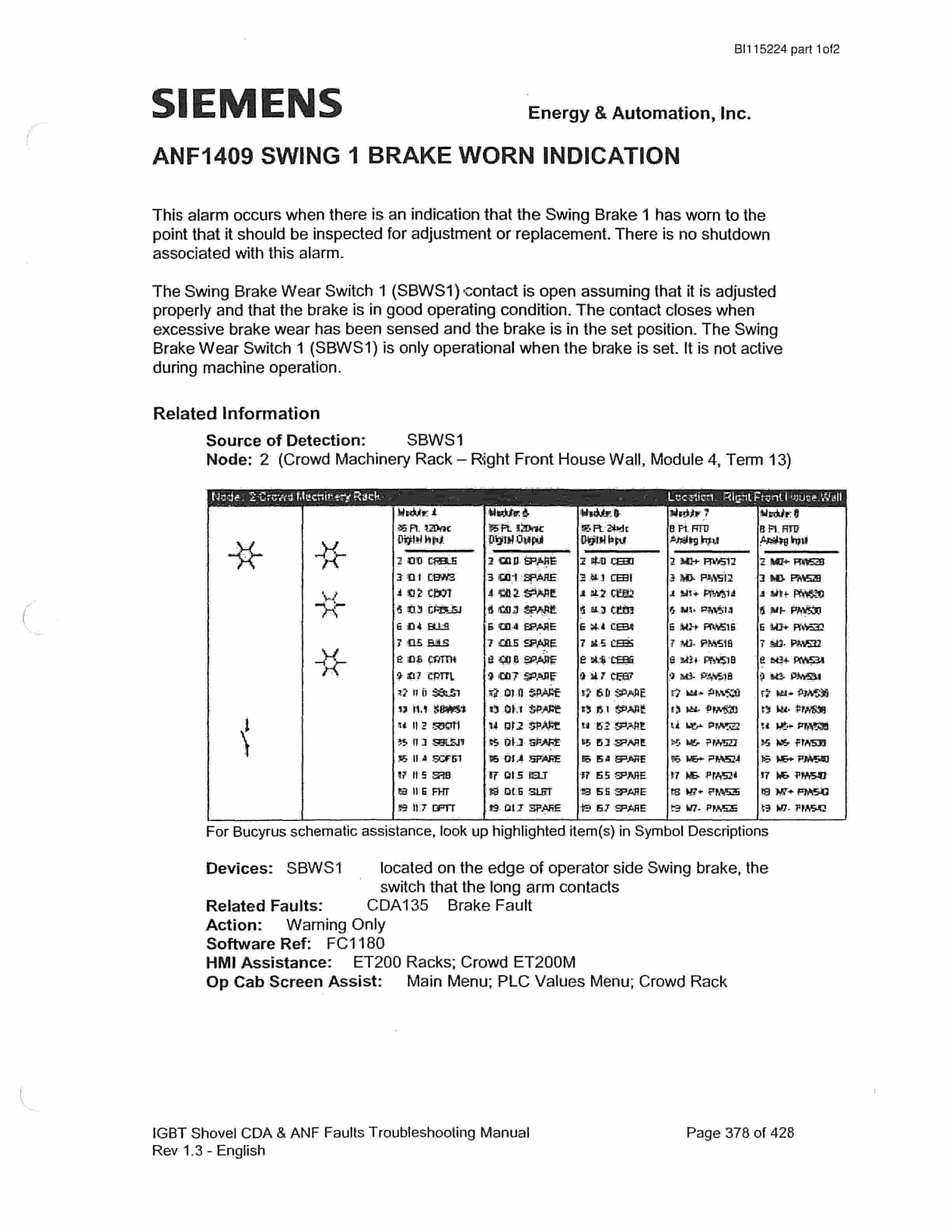 Bucyrus 495HR Mining Shovel Technical Manual BI115224 Part 1of2-4