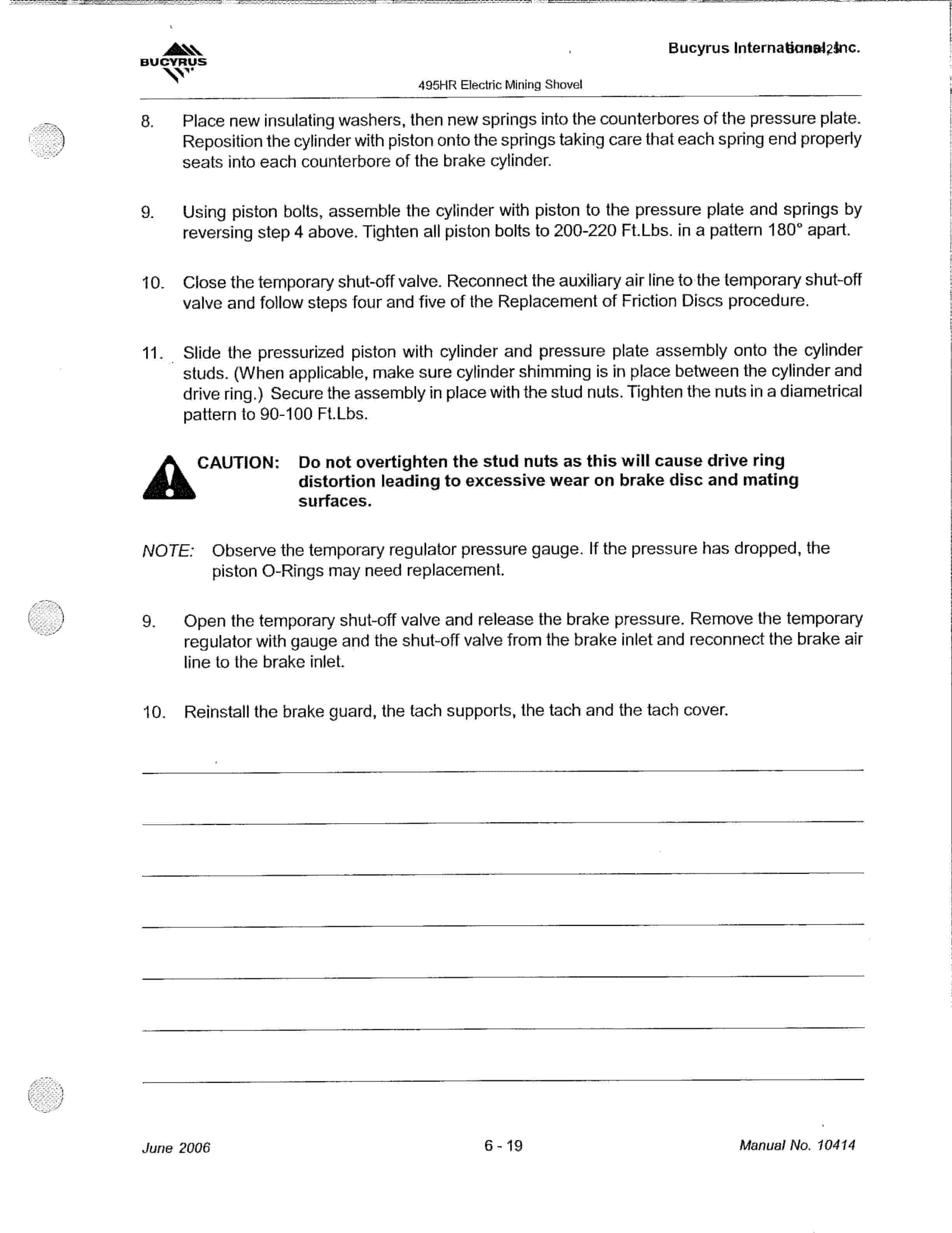 Bucyrus 495HR Mining Shovel Technical Manual BI115245-5