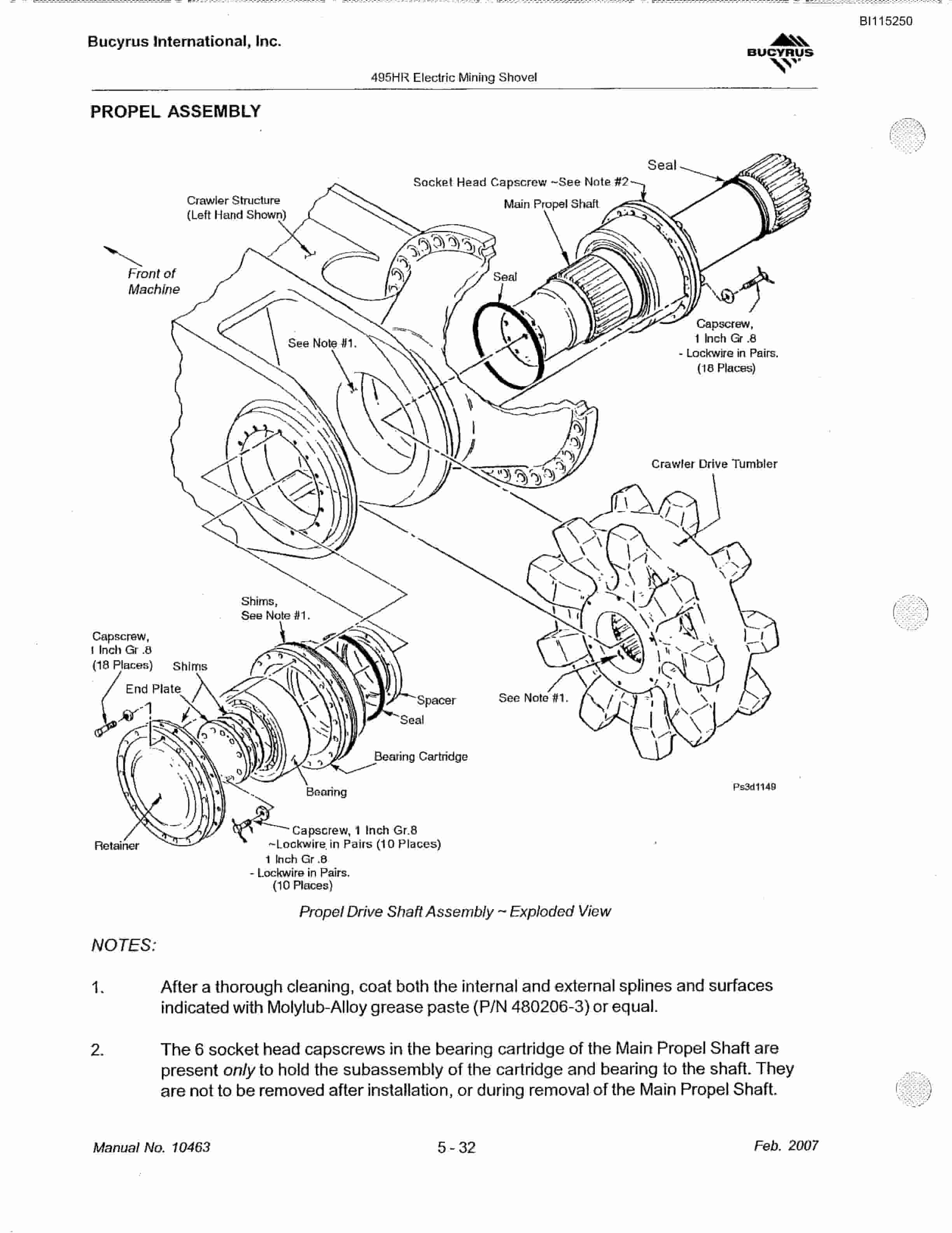 Bucyrus 495HR Mining Shovel Technical Manual BI115250-2