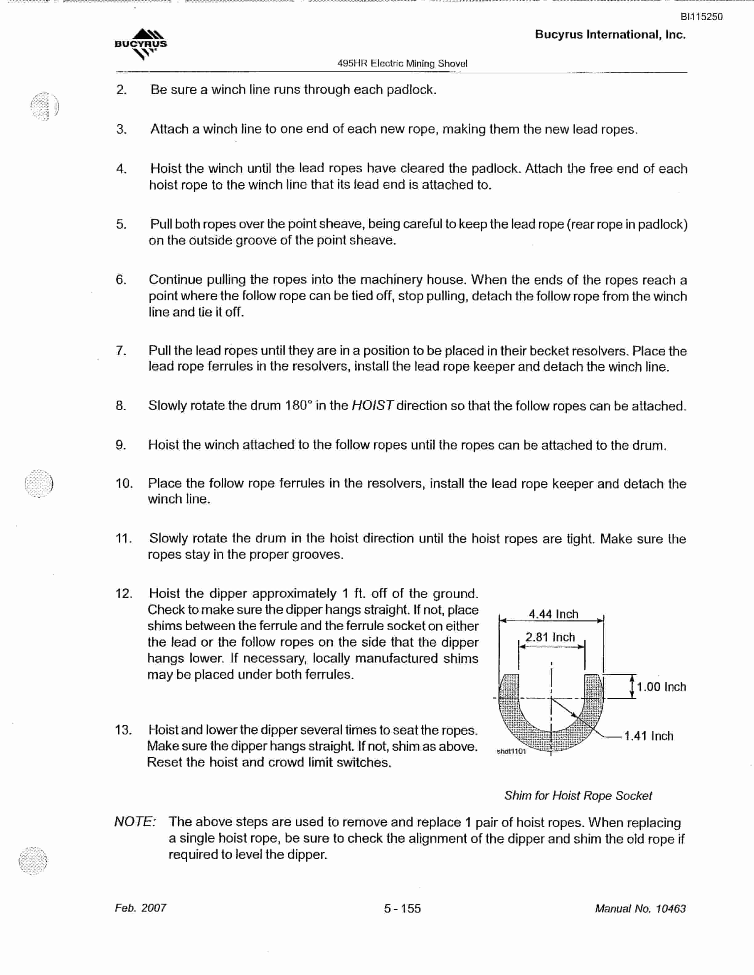 Bucyrus 495HR Mining Shovel Technical Manual BI115250-4