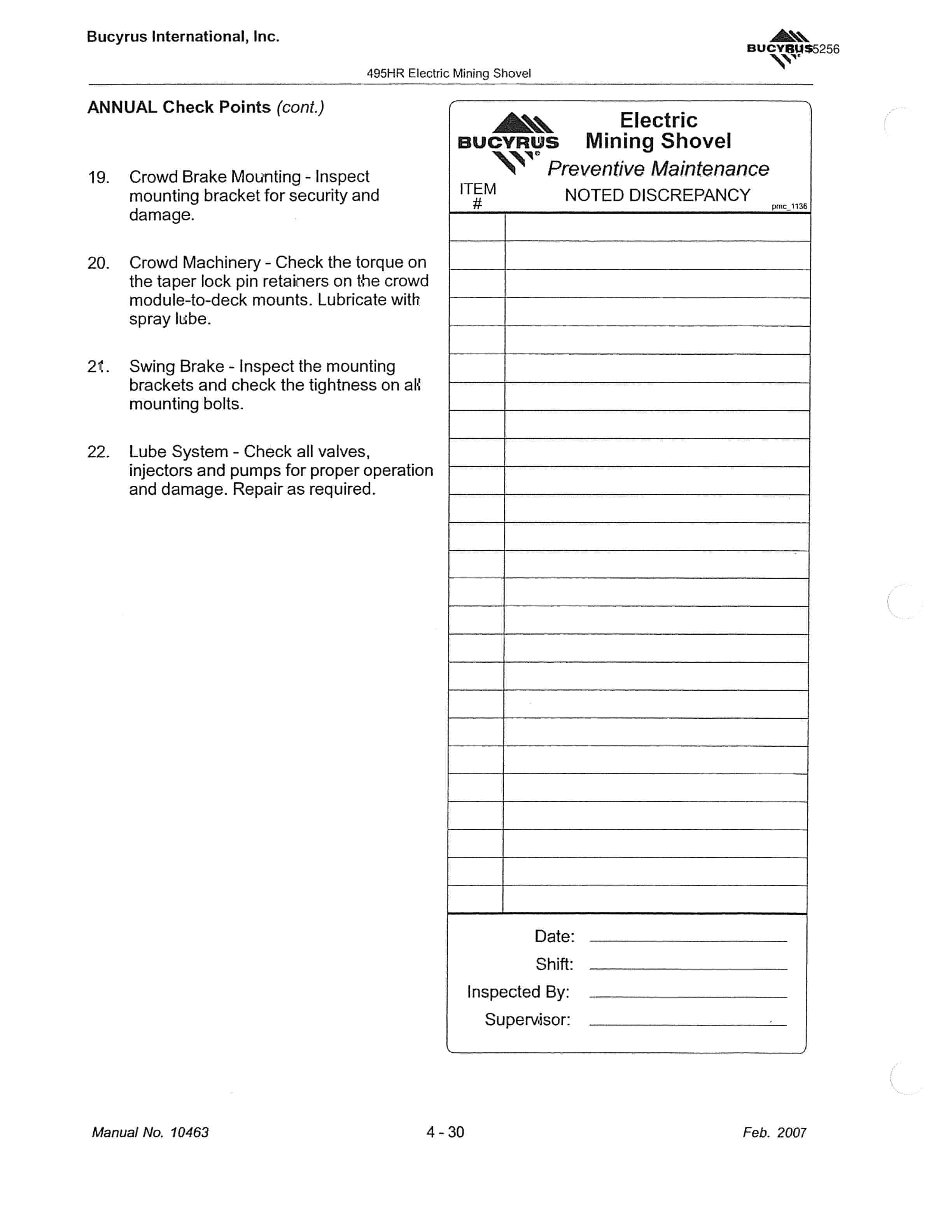 Bucyrus 495HR Mining Shovel Technical Manual BI115256-2