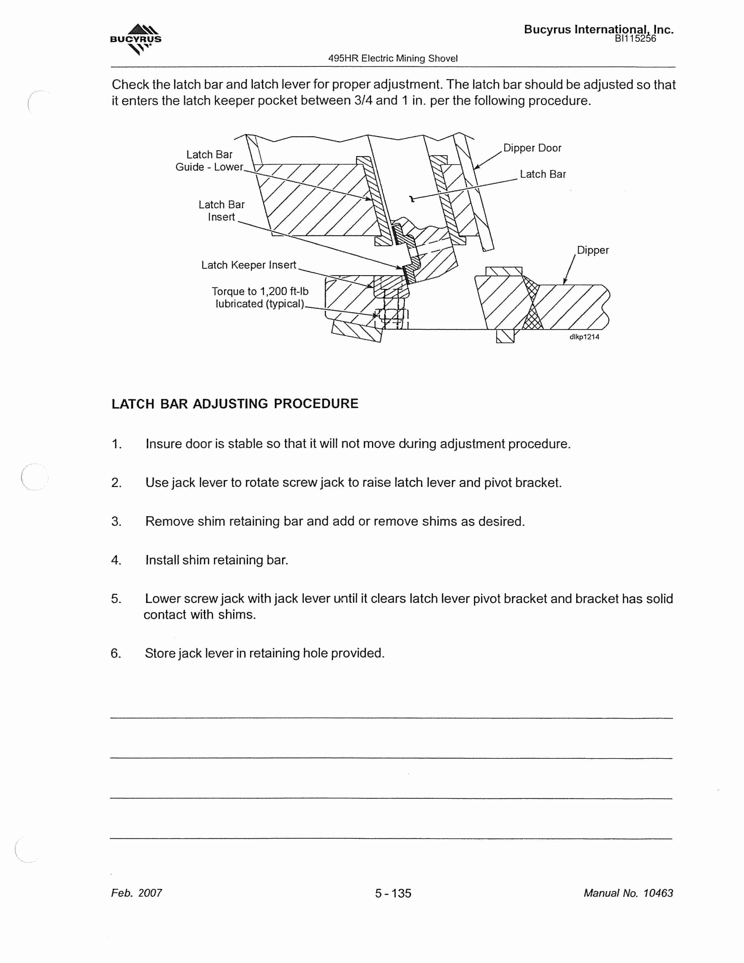 Bucyrus 495HR Mining Shovel Technical Manual BI115256-4