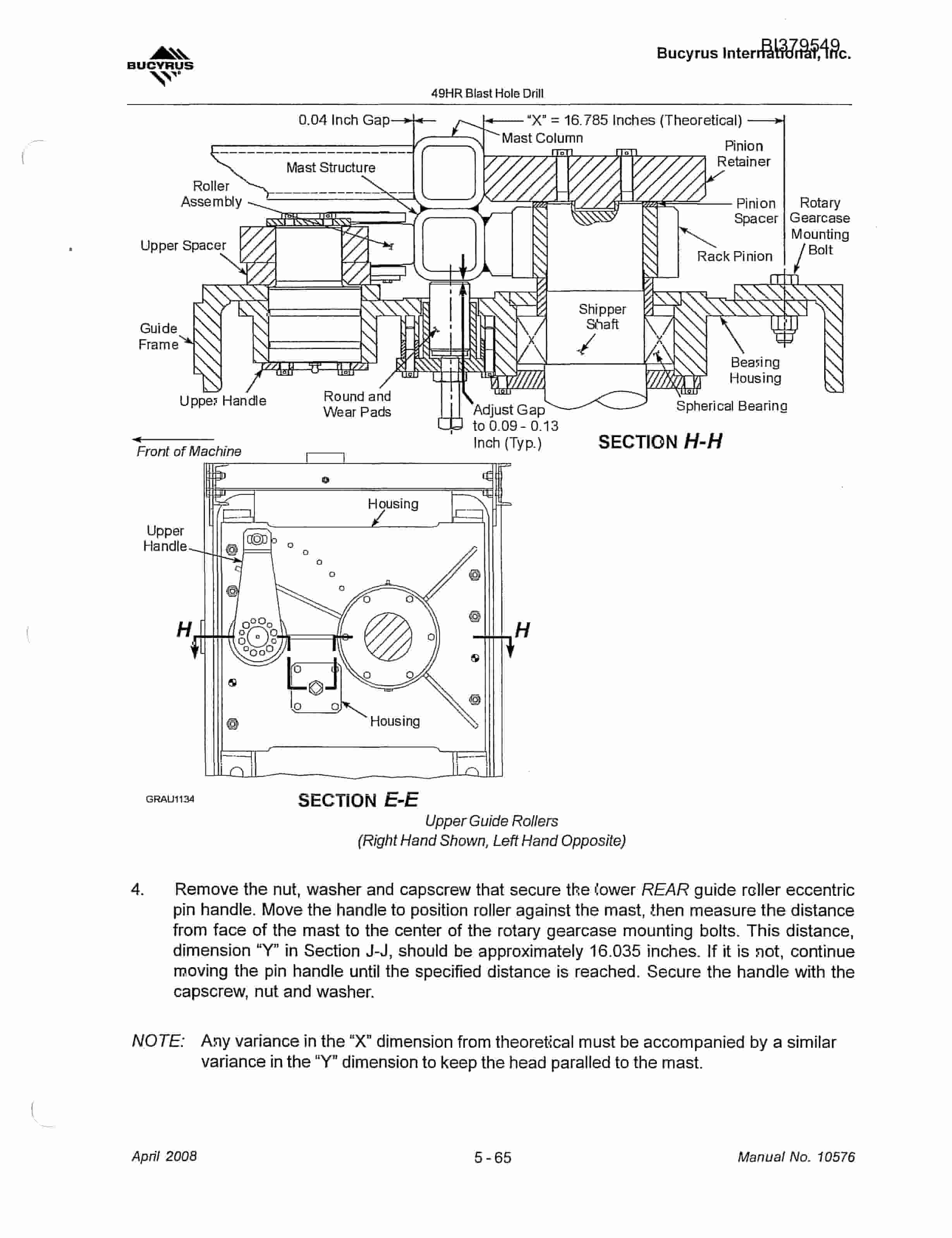 Bucyrus 49HR Blast Hole Drill Operation And Maintenance Manual BI379549-3