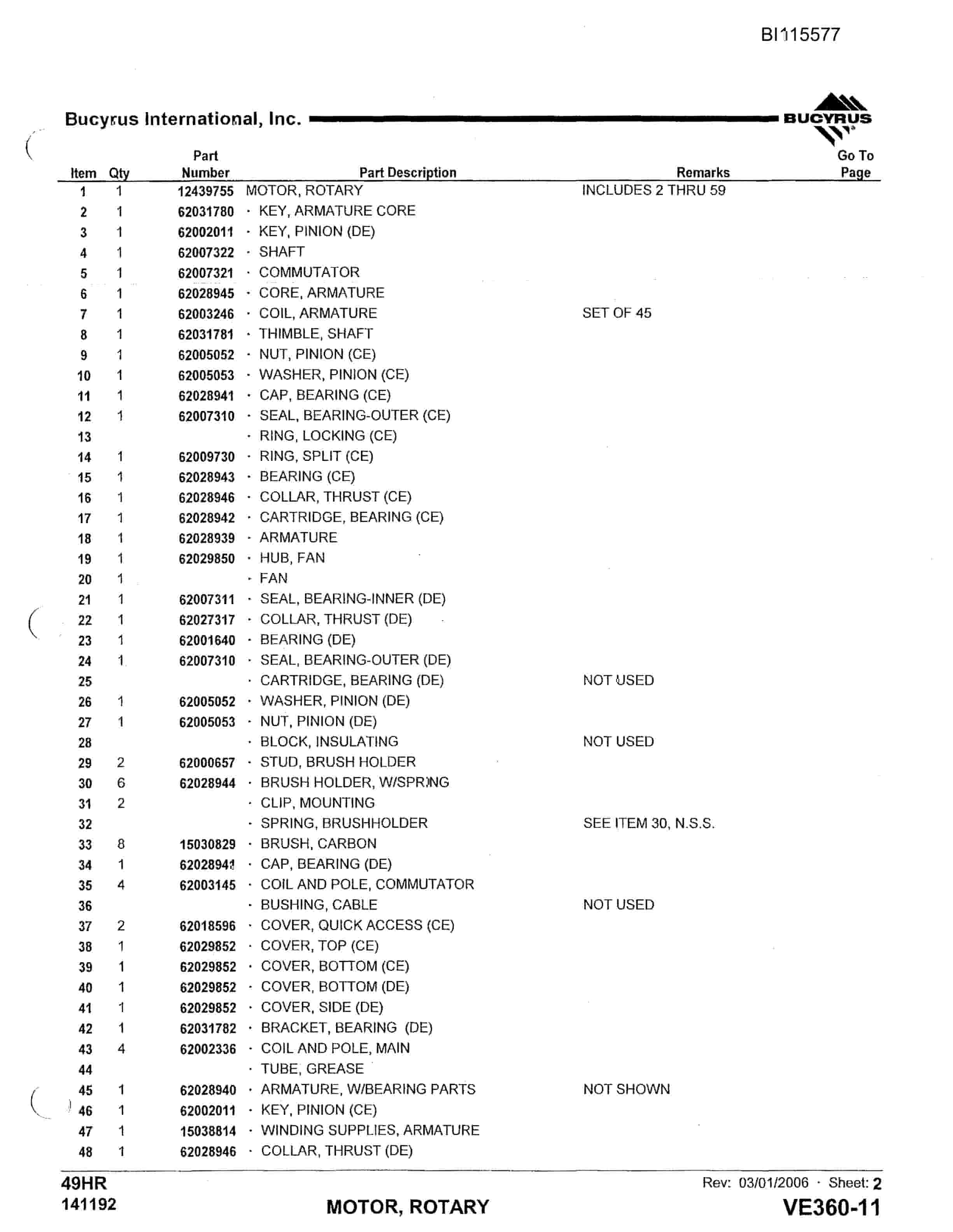 Bucyrus 49HR Technical Manual BI115577-3