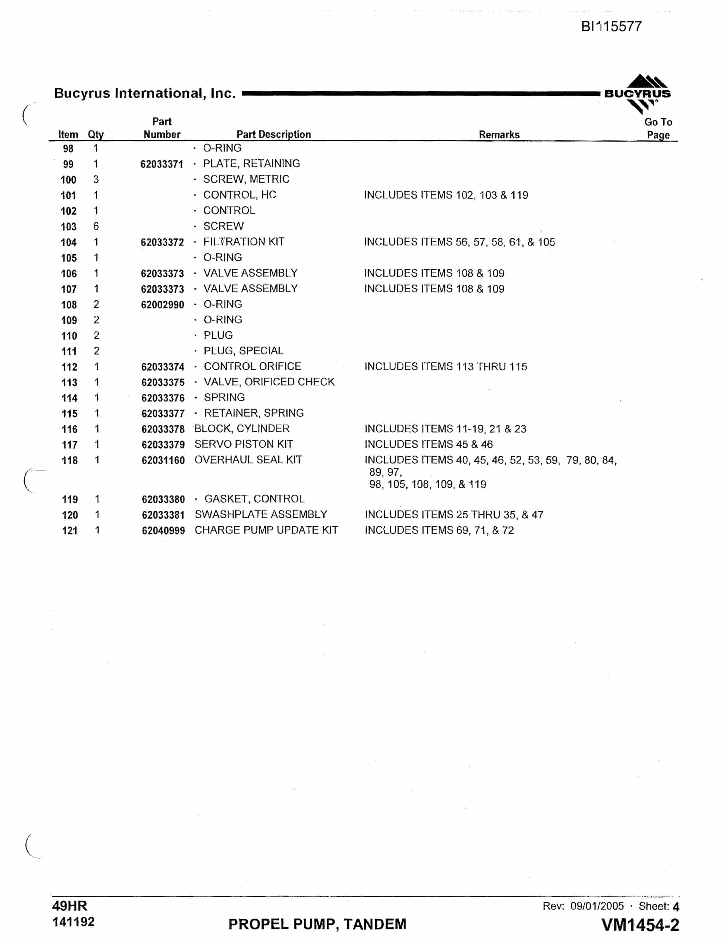 Bucyrus 49HR Technical Manual BI115577-4