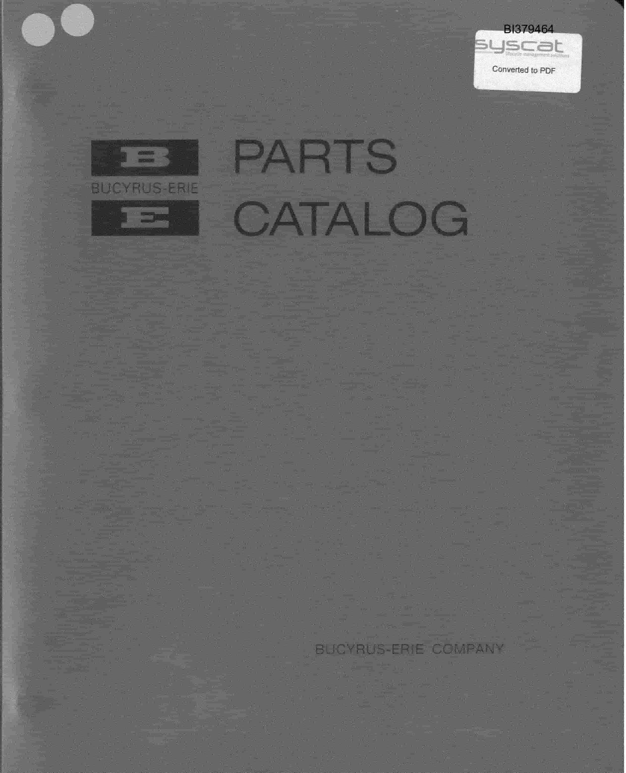 Bucyrus 49R Drill Parts Manual BI379464