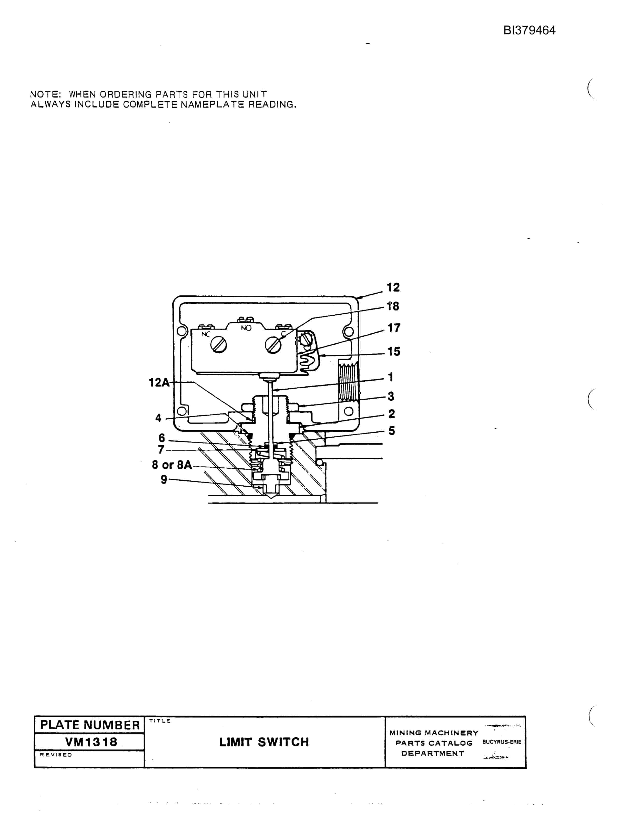 Bucyrus 49R Drill Parts Manual BI379464-2