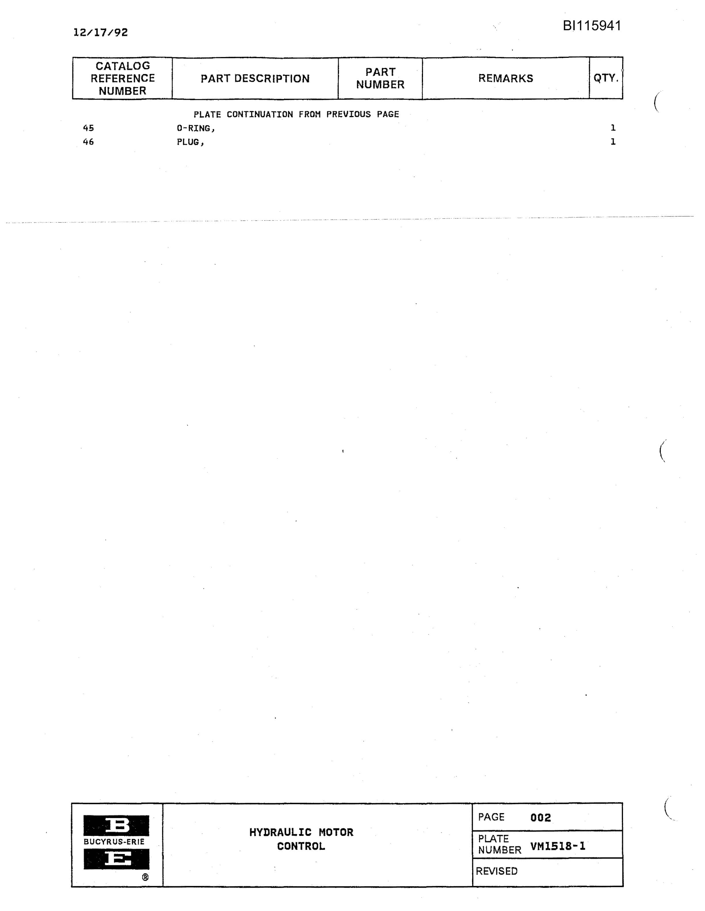 Bucyrus 49RII Rotary Blast Hole Drill Technical Manual BI115941-3