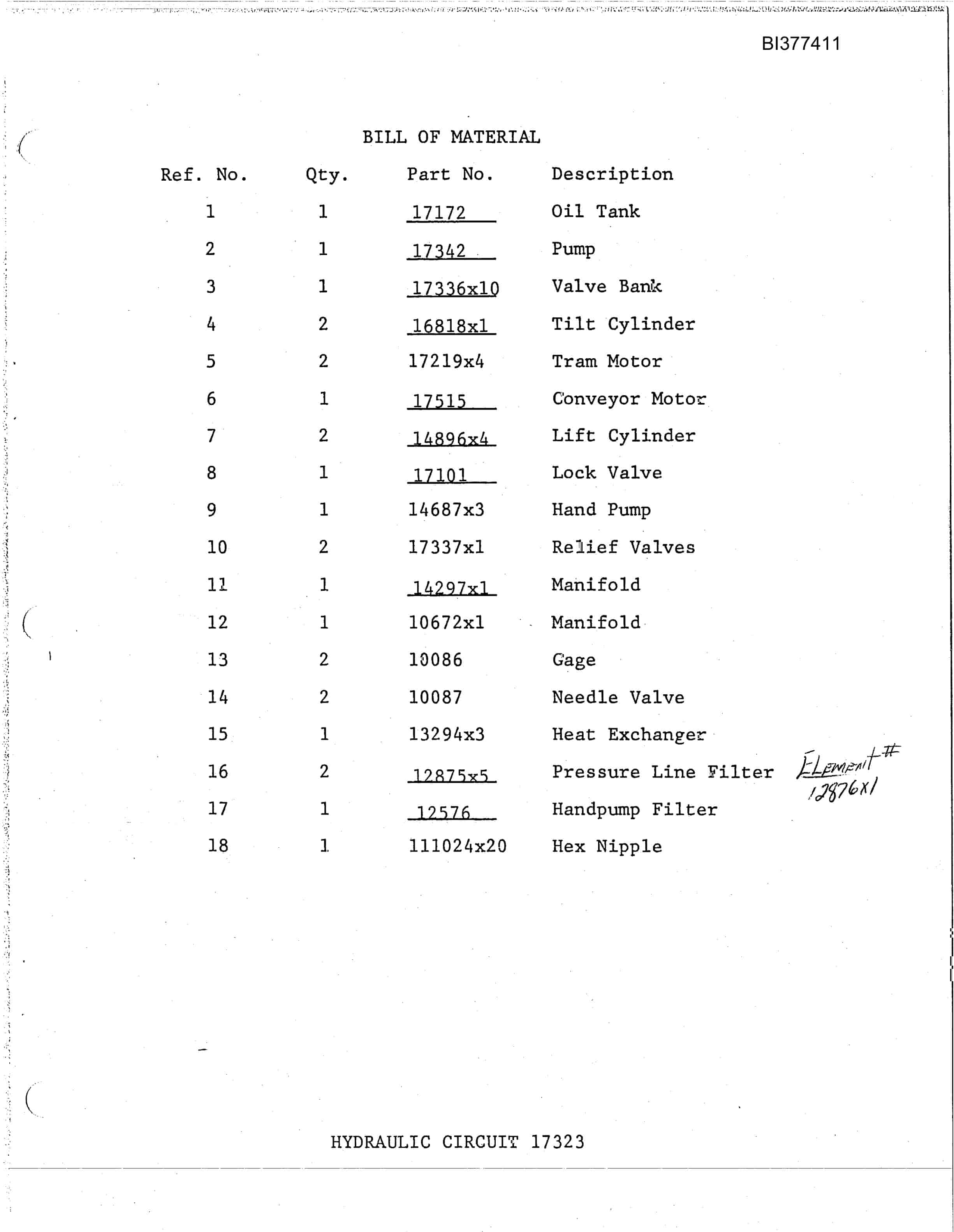 Bucyrus 4MFBH-48A Rhino Parts Catalog BI377411-5