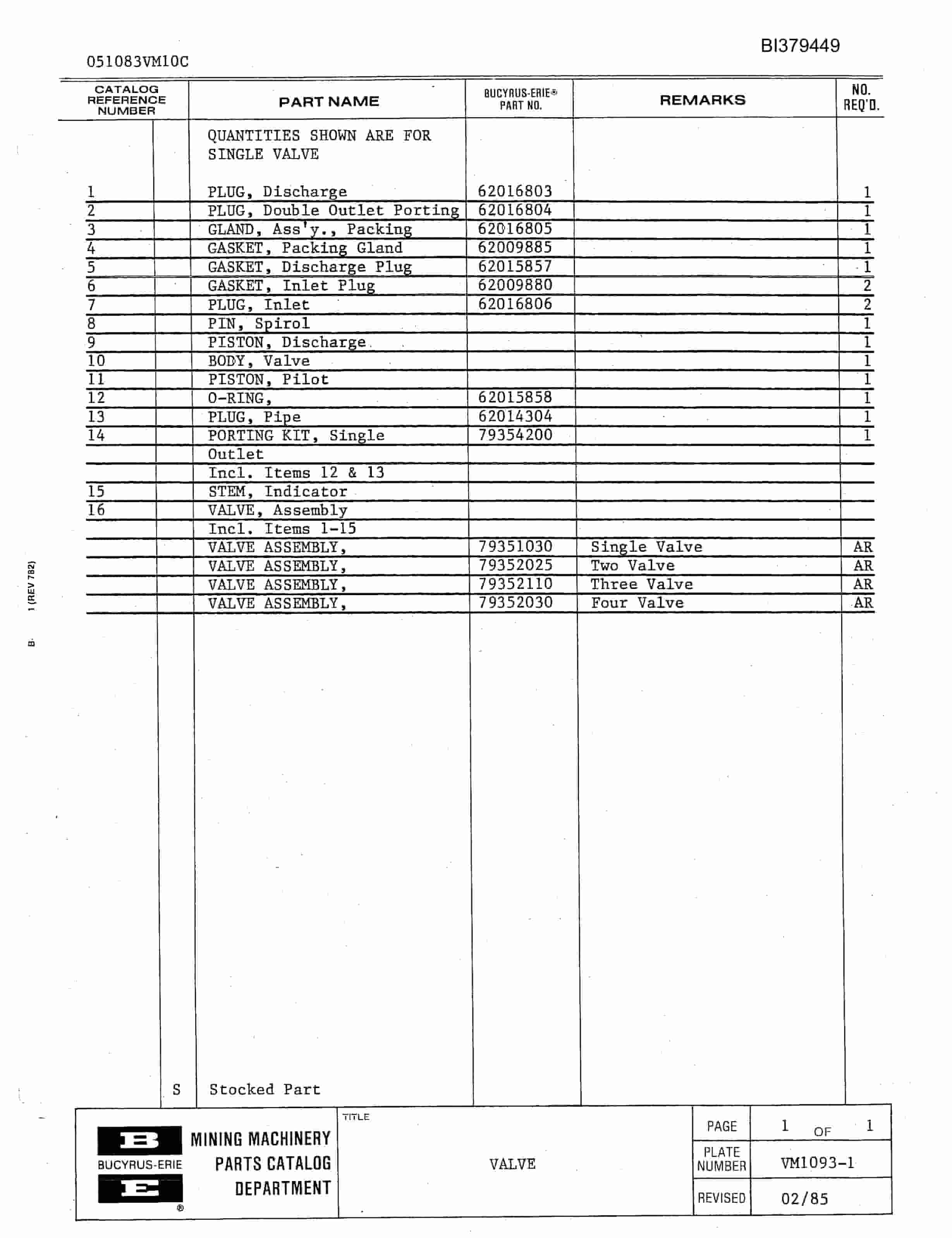 Bucyrus 55-R Drill Parts Catalog BI379449-3