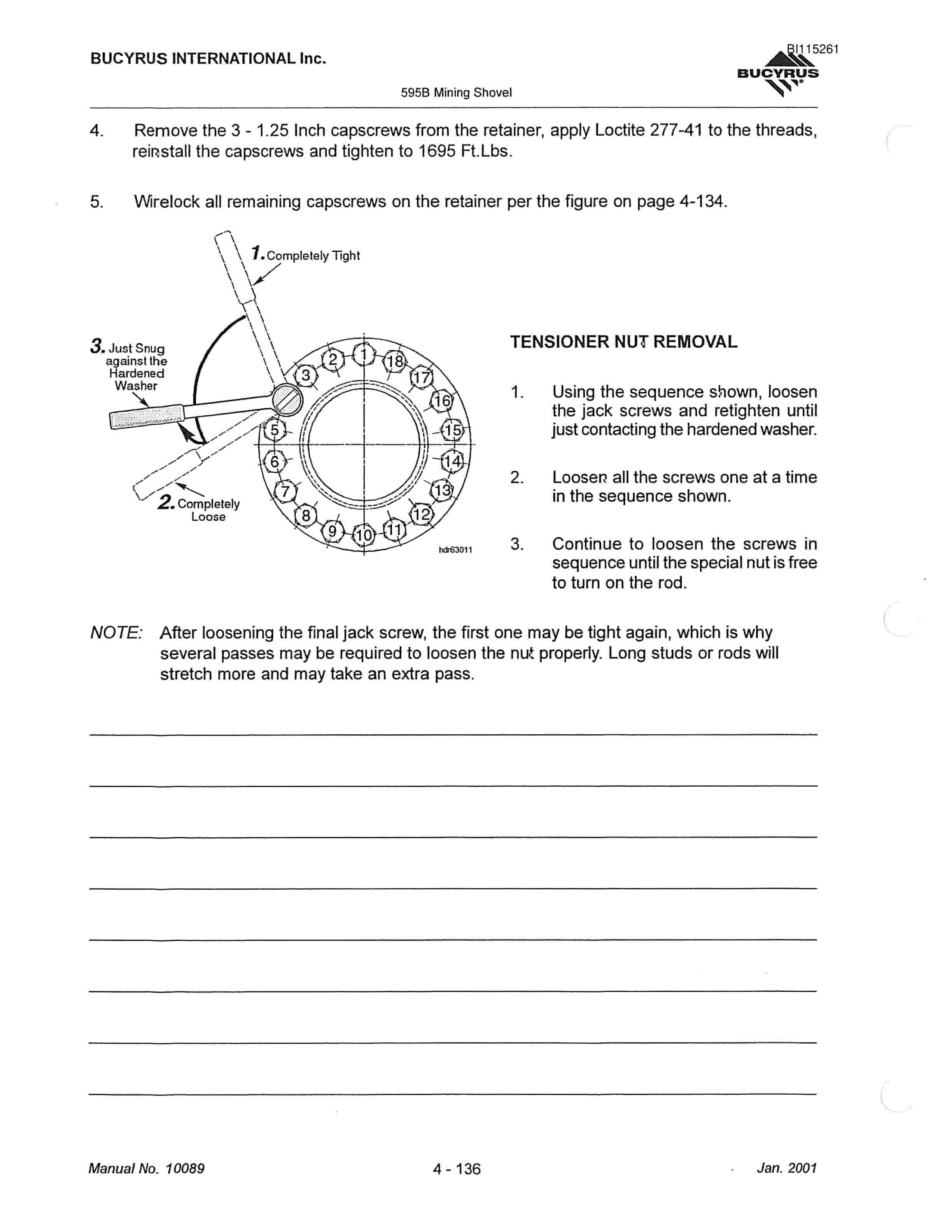 Bucyrus 595B Mining Shovel Technical Manual BI115261-2