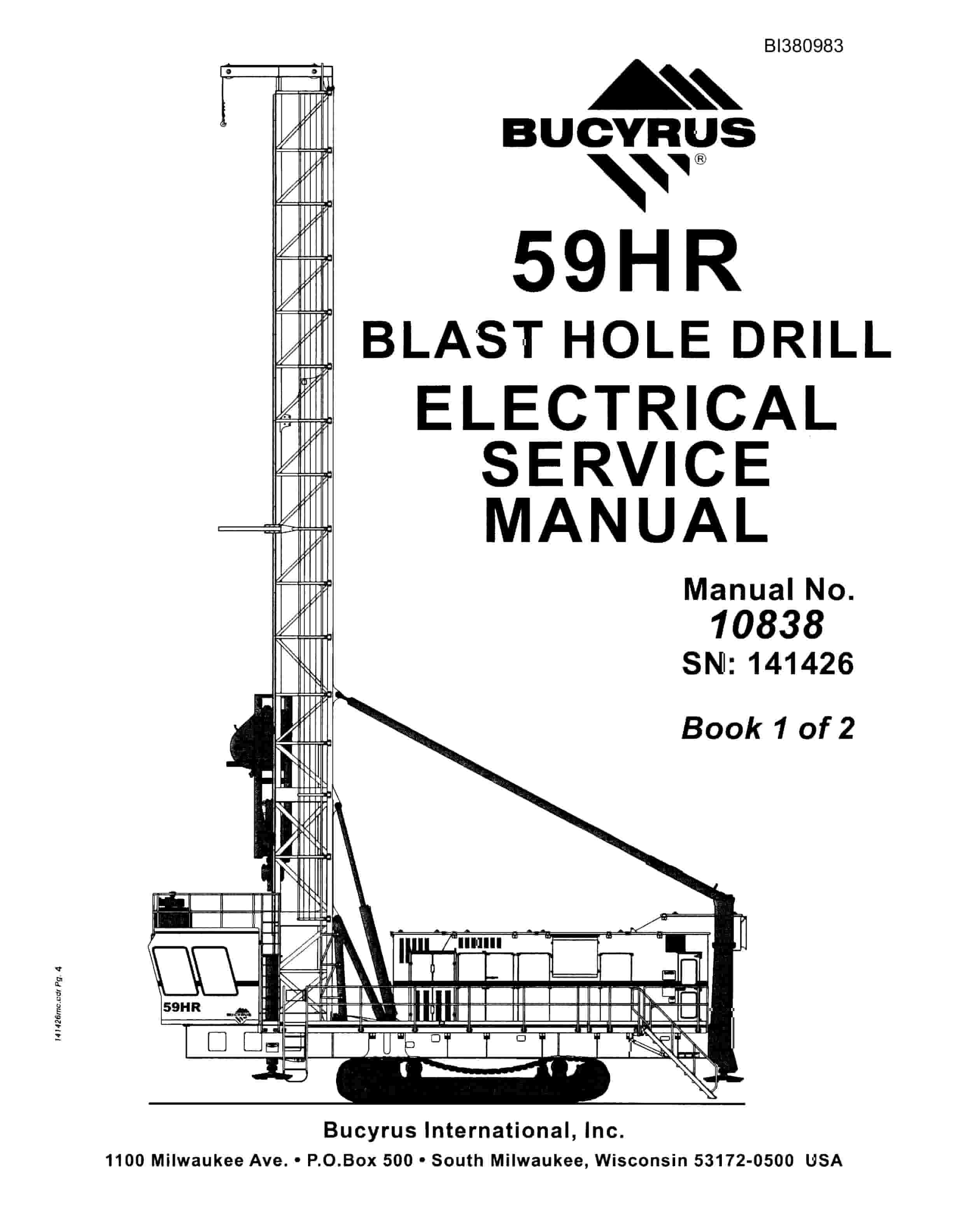 Bucyrus 59HR Blast Hole Drill Electrical Service Manual BI380983 Vol 1