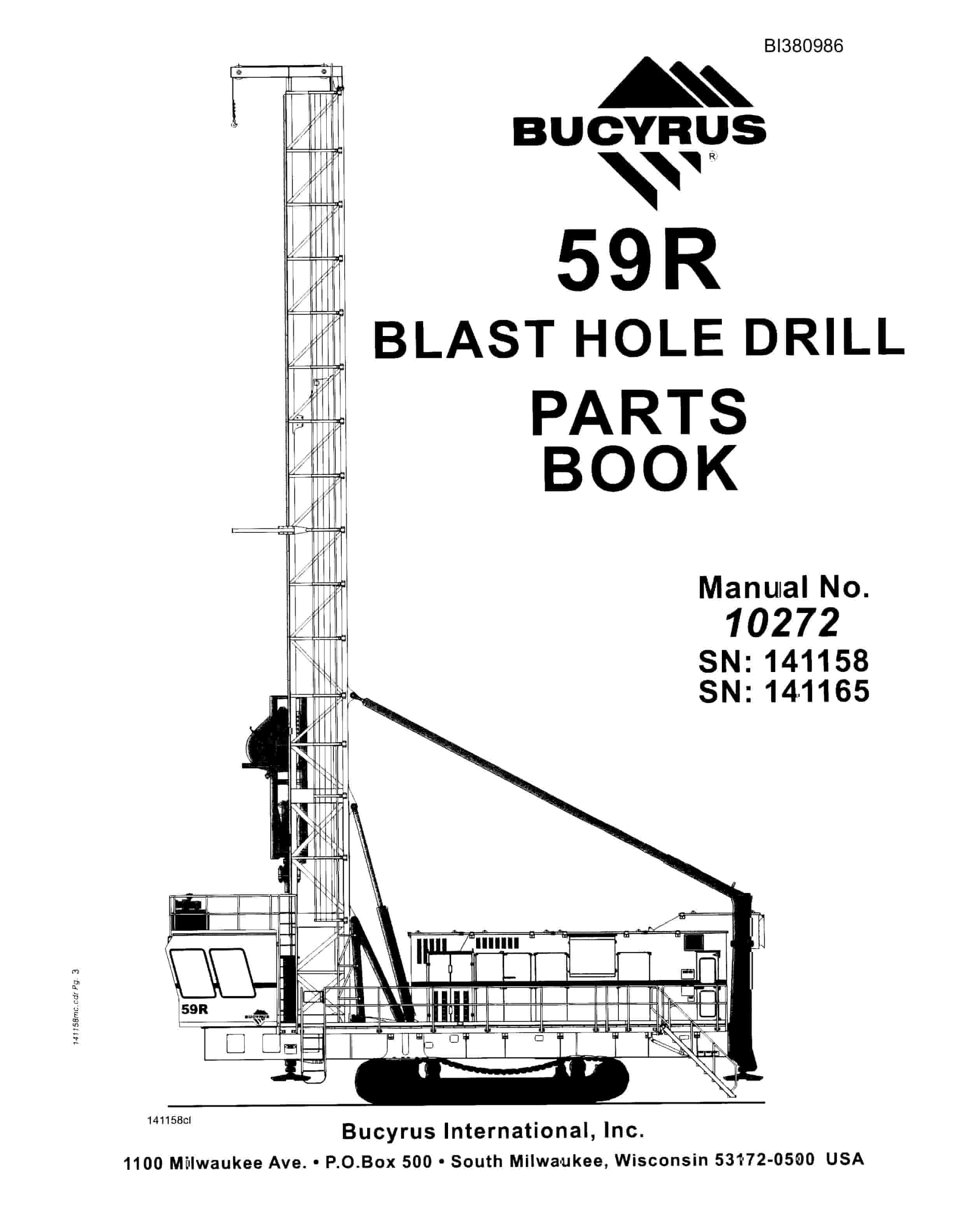 Bucyrus 59R Blast Hole Drill Parts Book BI380986
