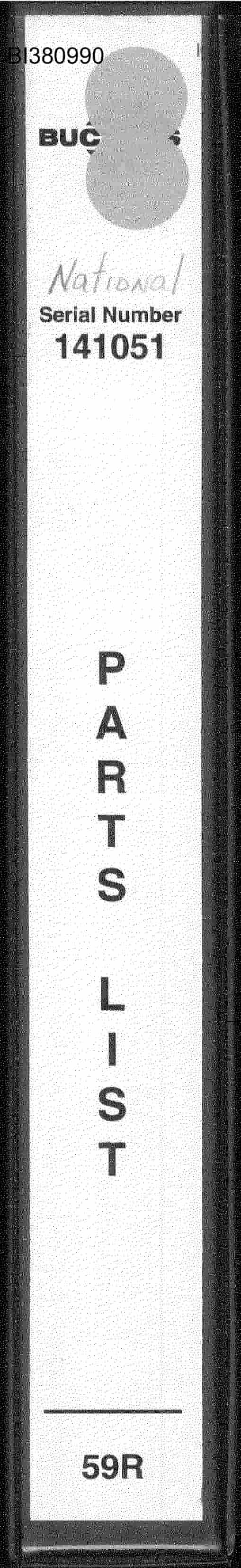 Bucyrus 59R Blast Hole Drill Parts List BI380990