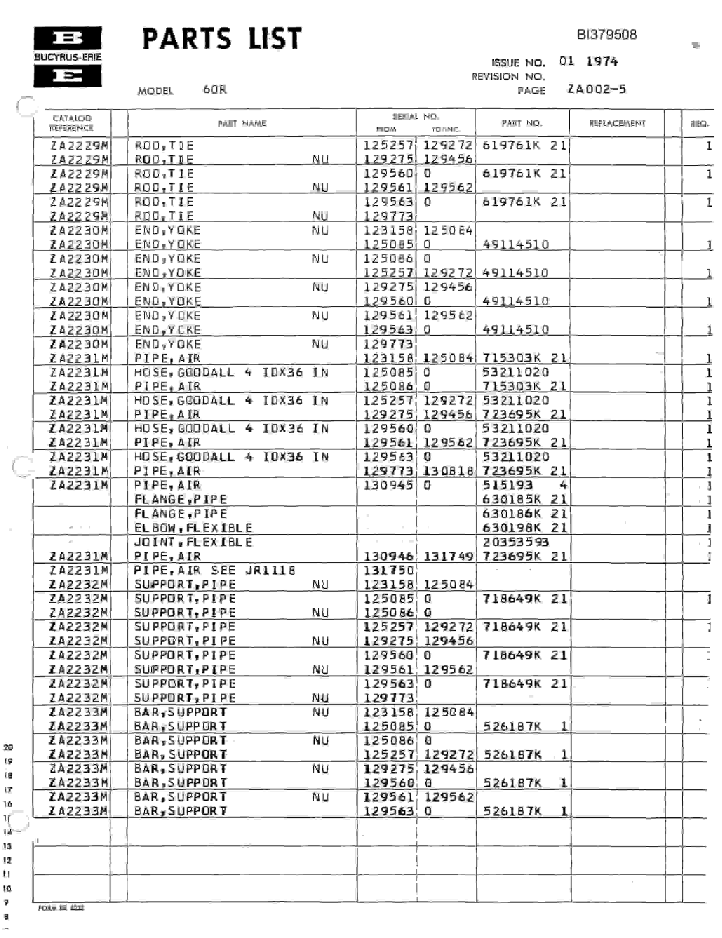 Bucyrus 60-R, 61-R Rotary Drill Parts Catalog BI379508-4