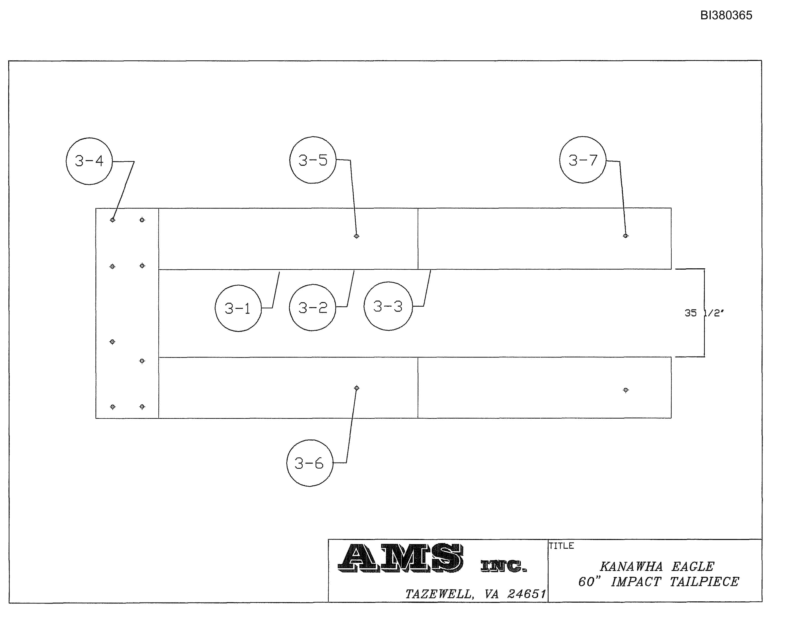 Bucyrus 60in Dual Drive, Tailpiece, Take-Up, Remote Boom Parts Catalog BI380365-2