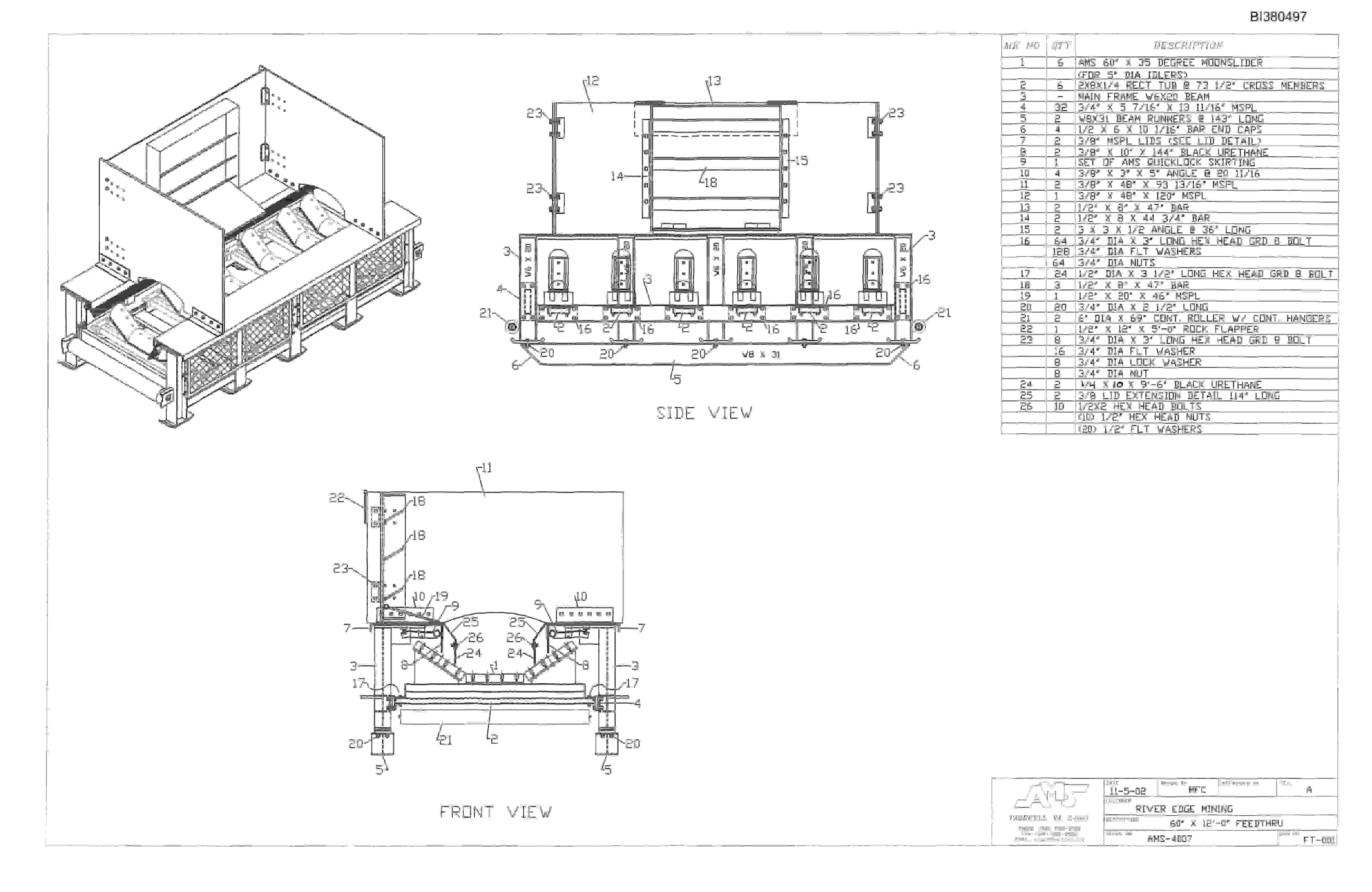 Bucyrus 60in Feed Thru Parts Catalog BI380497-4