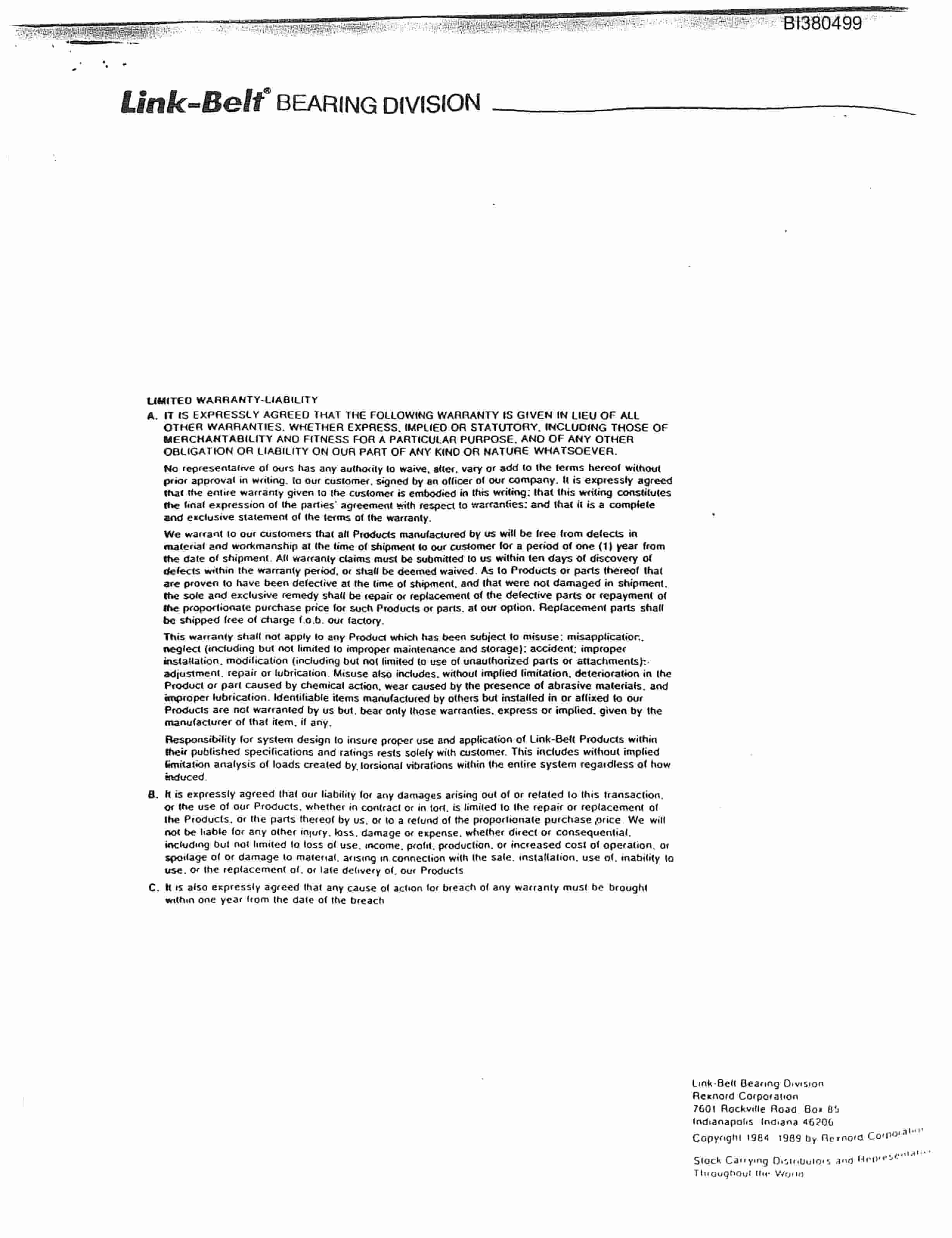 Bucyrus 60in Tailpiece Parts Catalog BI380499-5