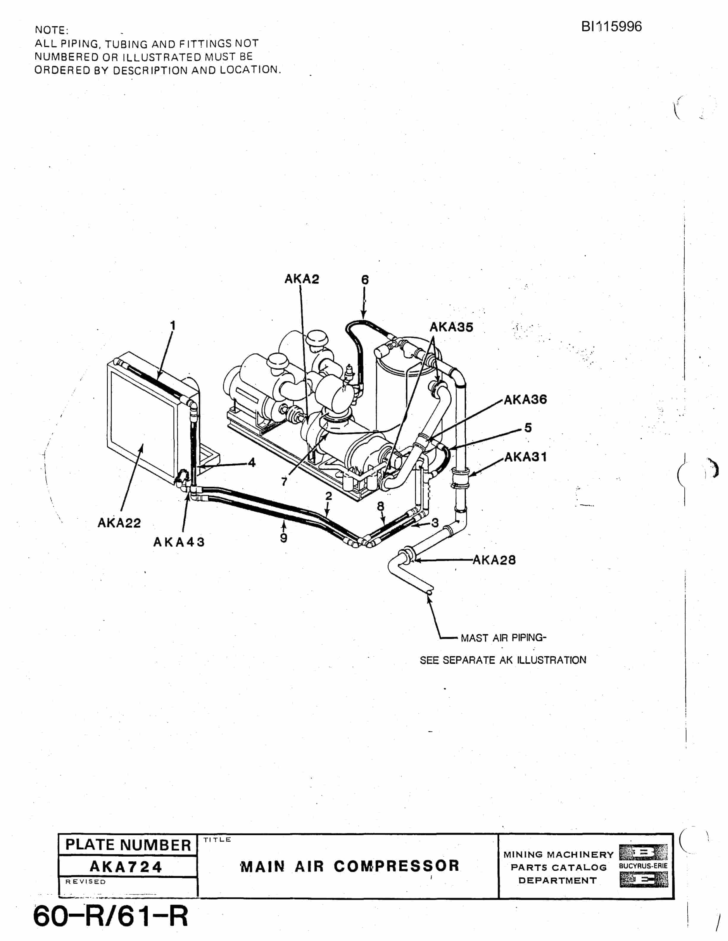 Bucyrus 60R, 61R Rotary Blast Hole Drill Technical Manual BI115996-2