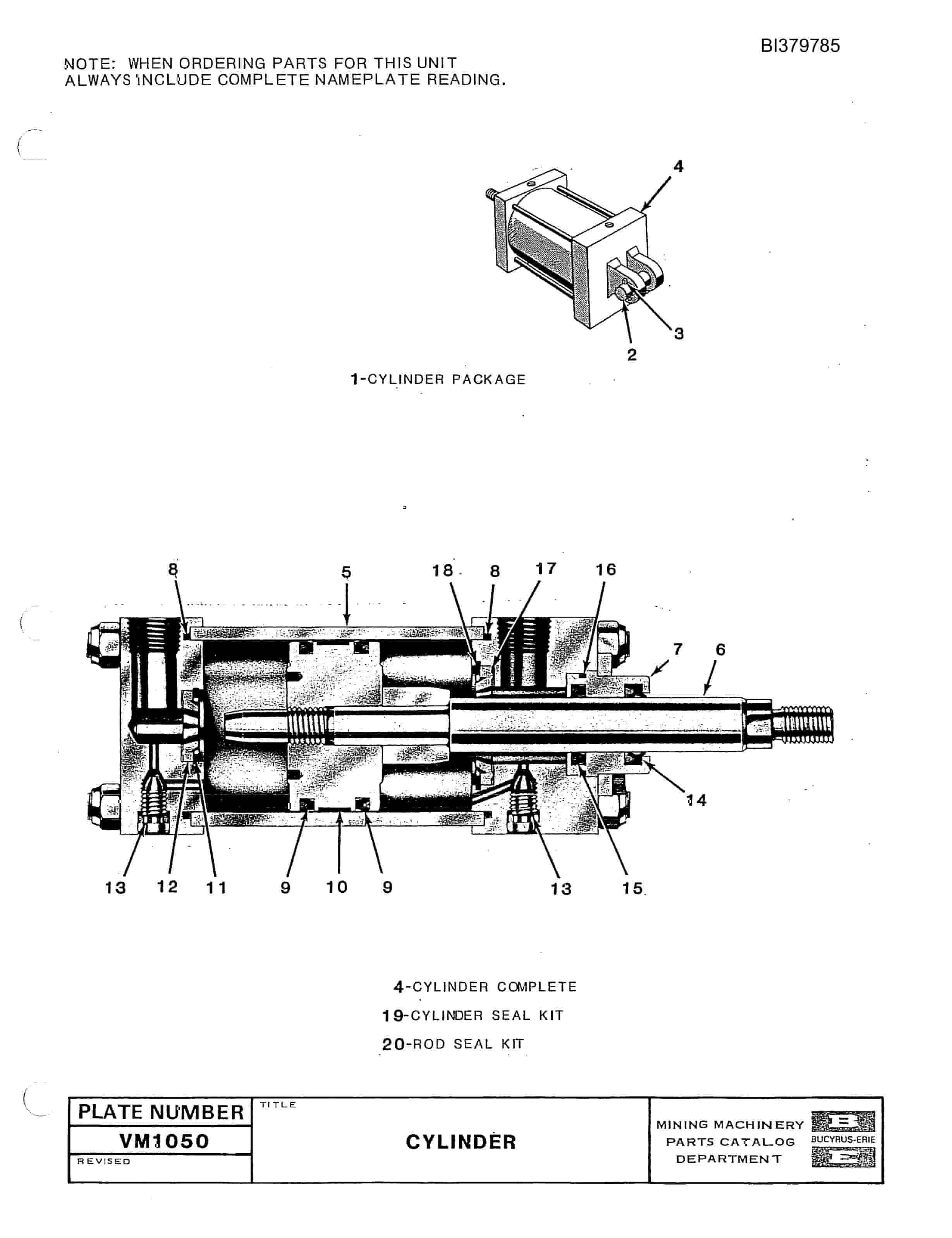 Bucyrus 60R Blast Hole Drill Parts Manual BI379785-4