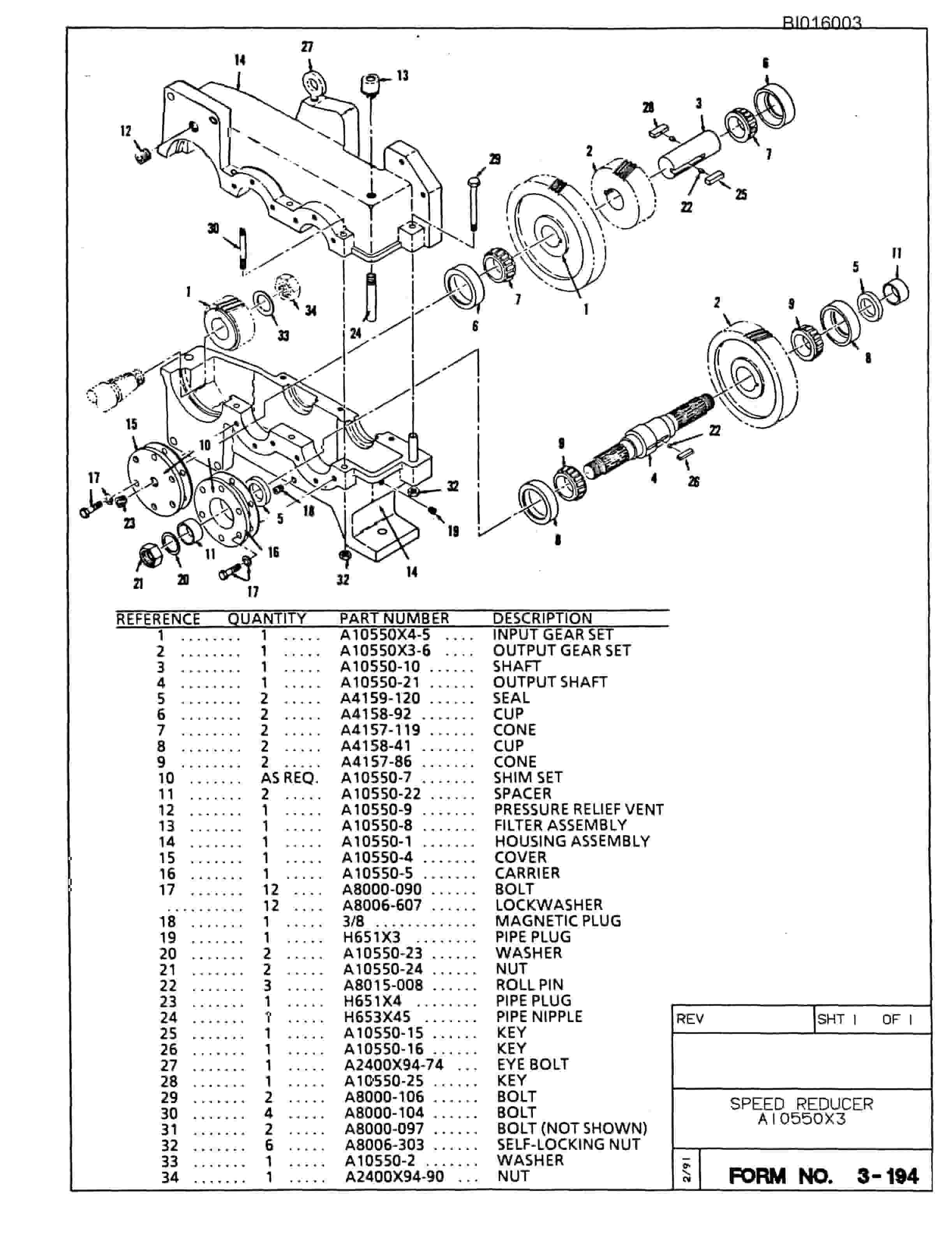 Bucyrus 610 Parts Catalog BI016003-3