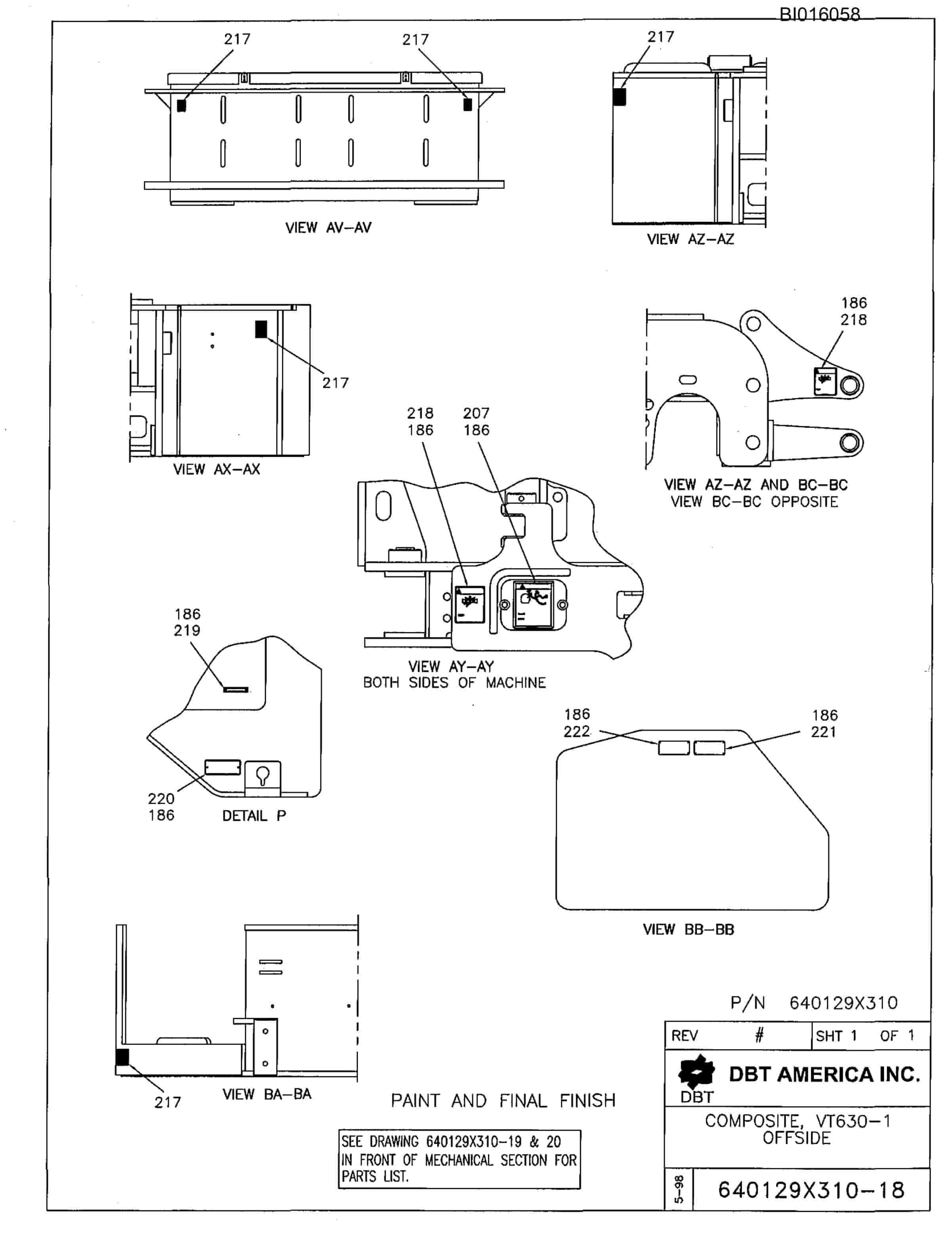 Bucyrus 630 Offside Parts Catalog BI016058-3