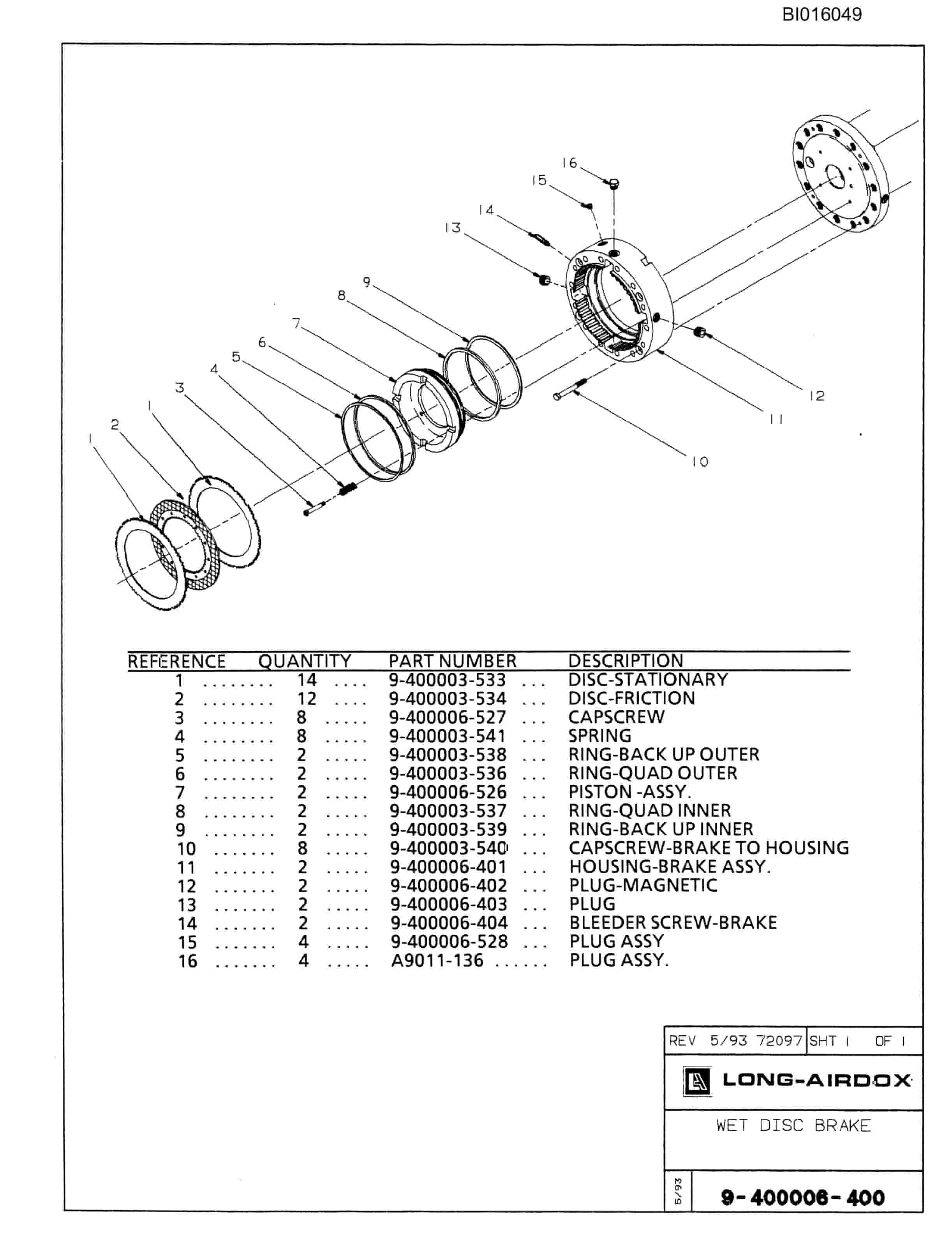 Bucyrus 630 Parts Catalog BI016049-2