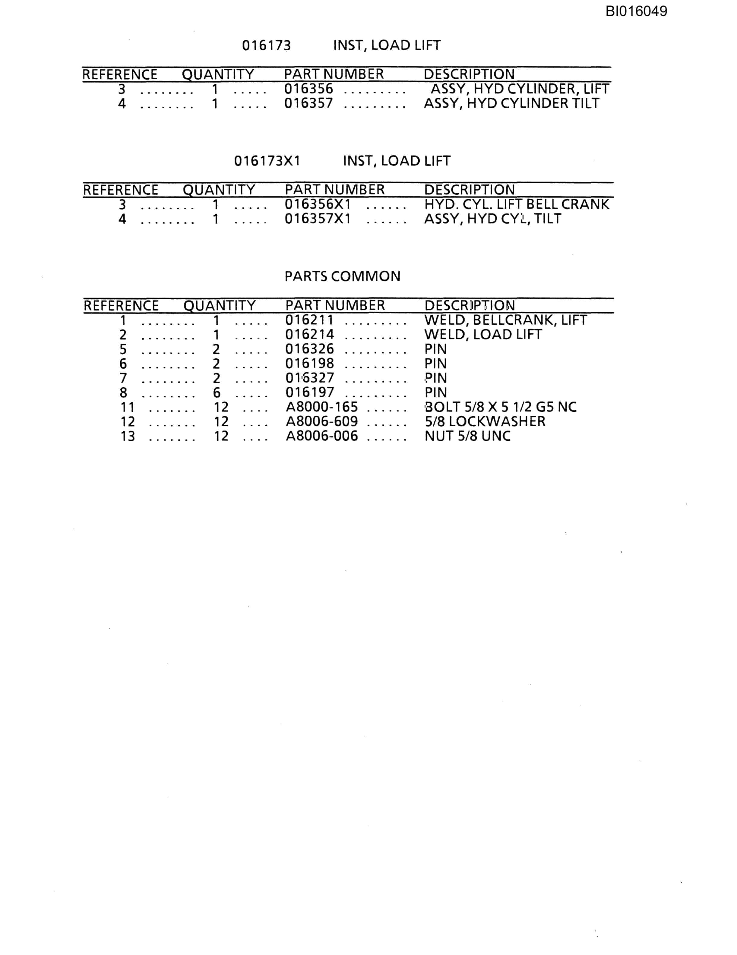 Bucyrus 630 Parts Catalog BI016049-3