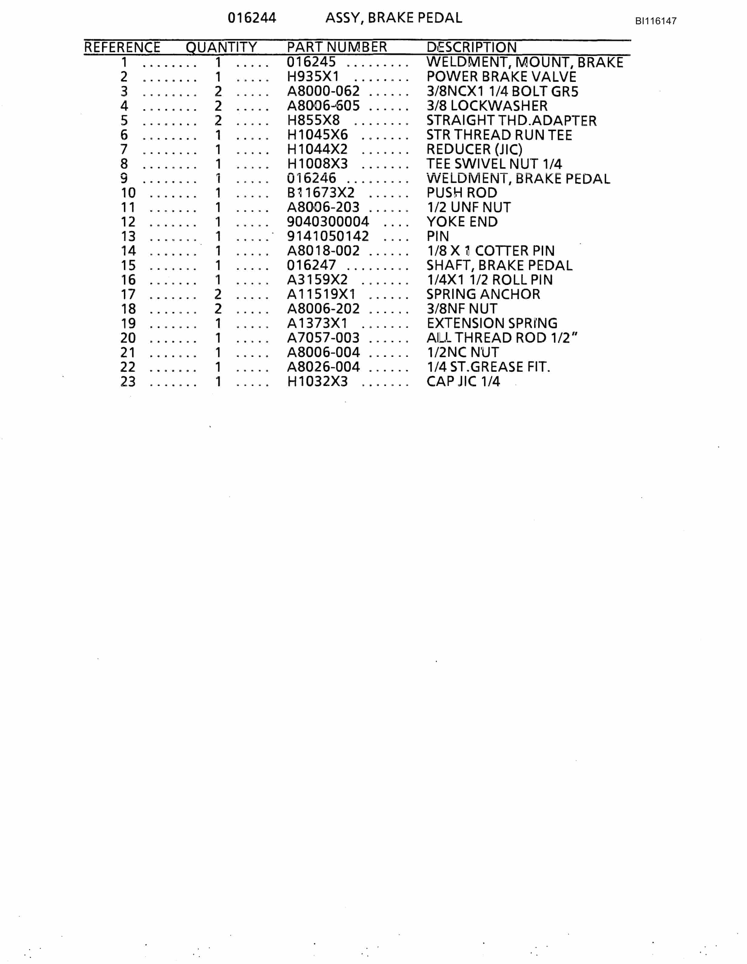 Bucyrus 630 Parts Catalog BI116147-4