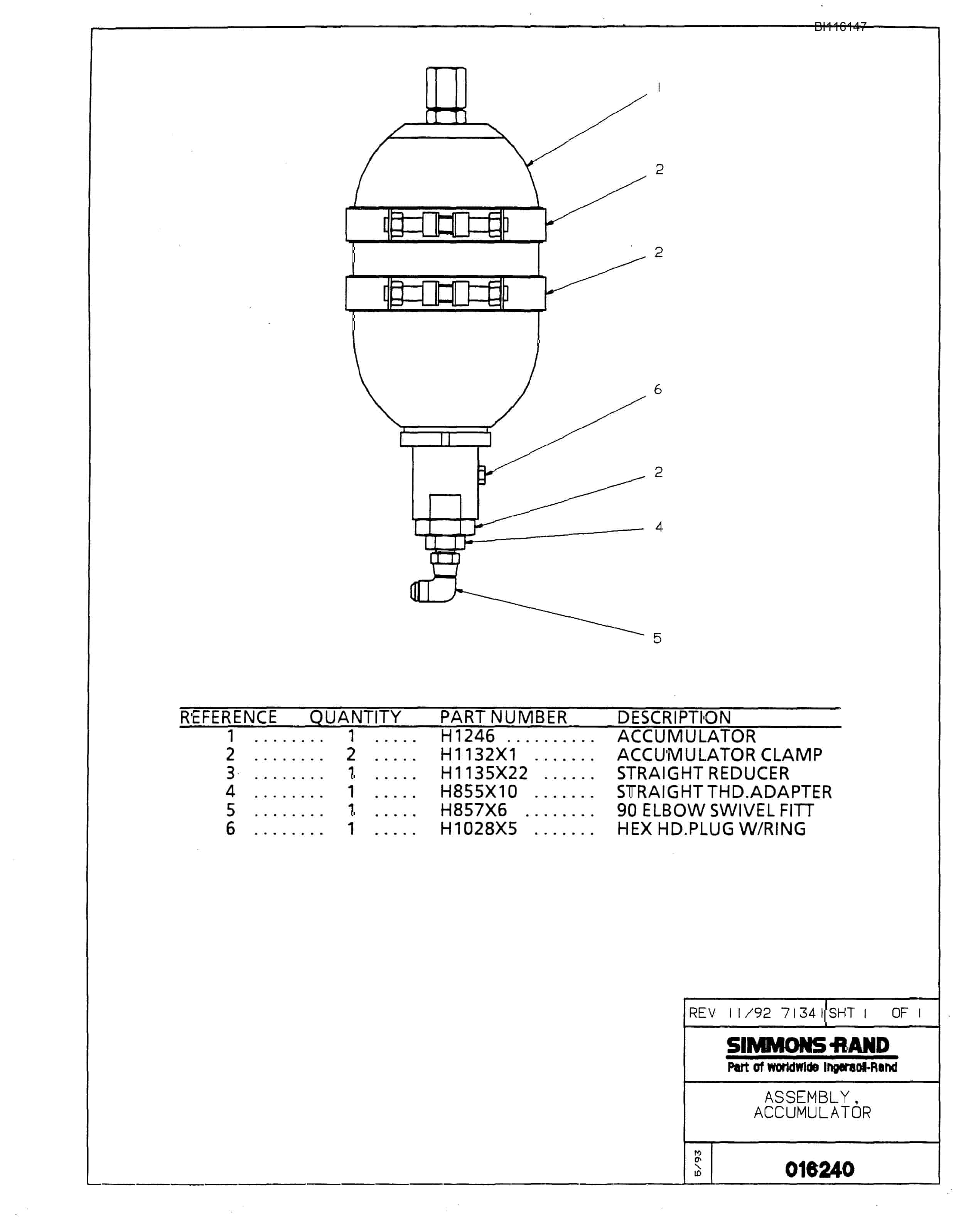 Bucyrus 630 Parts Catalog BI116147-5