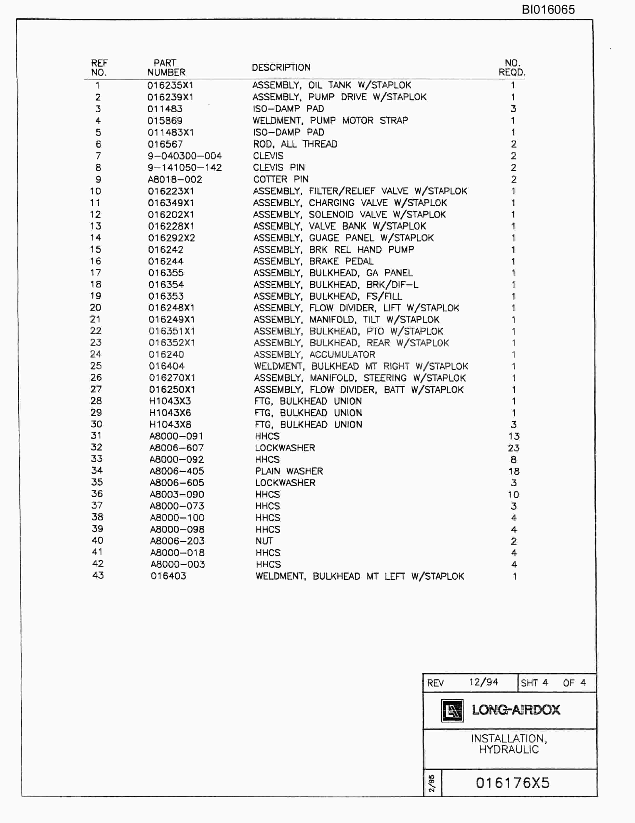 Bucyrus 636 Parts Catalog BI016065-4