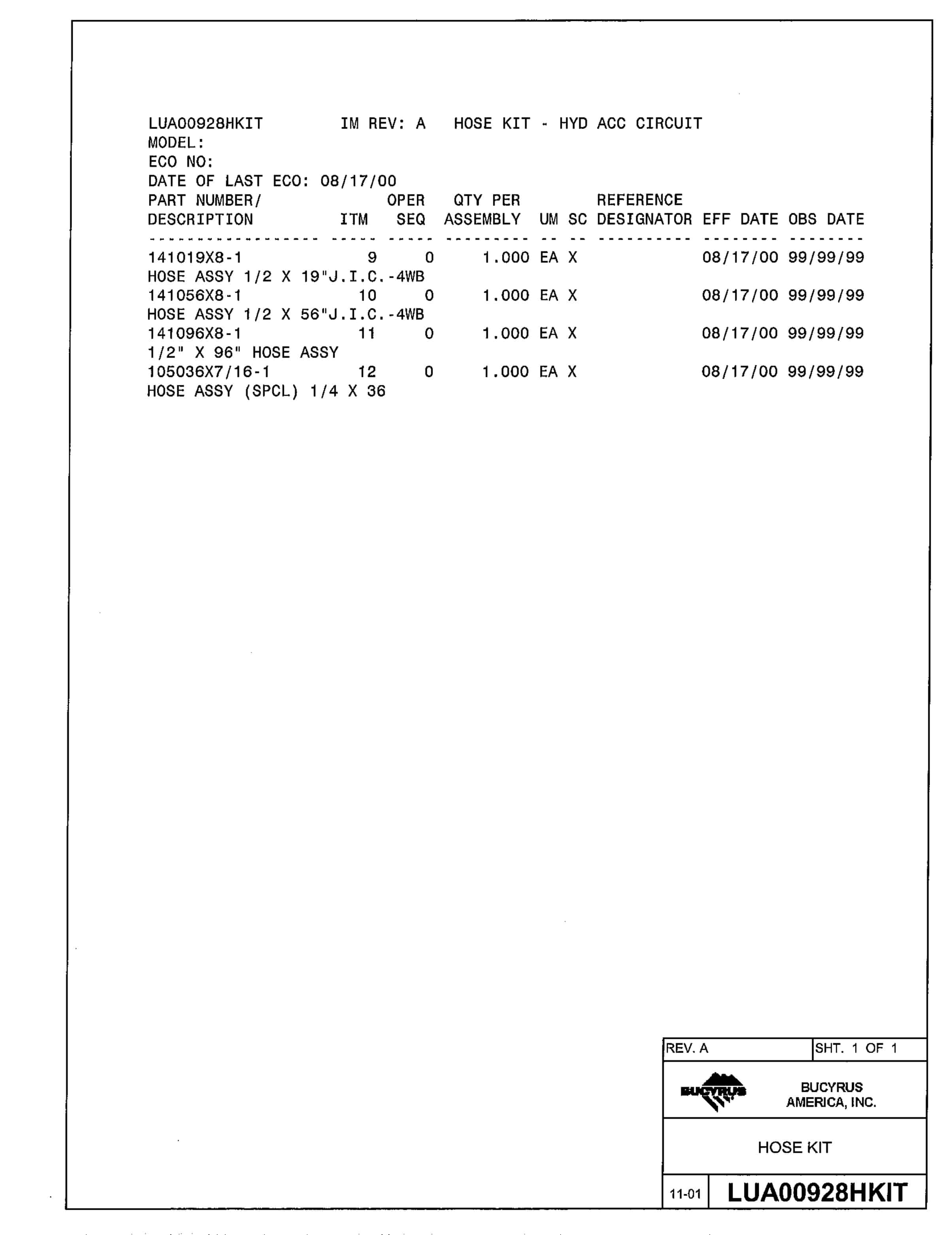 Bucyrus 636 Parts Catalog BI016072-5