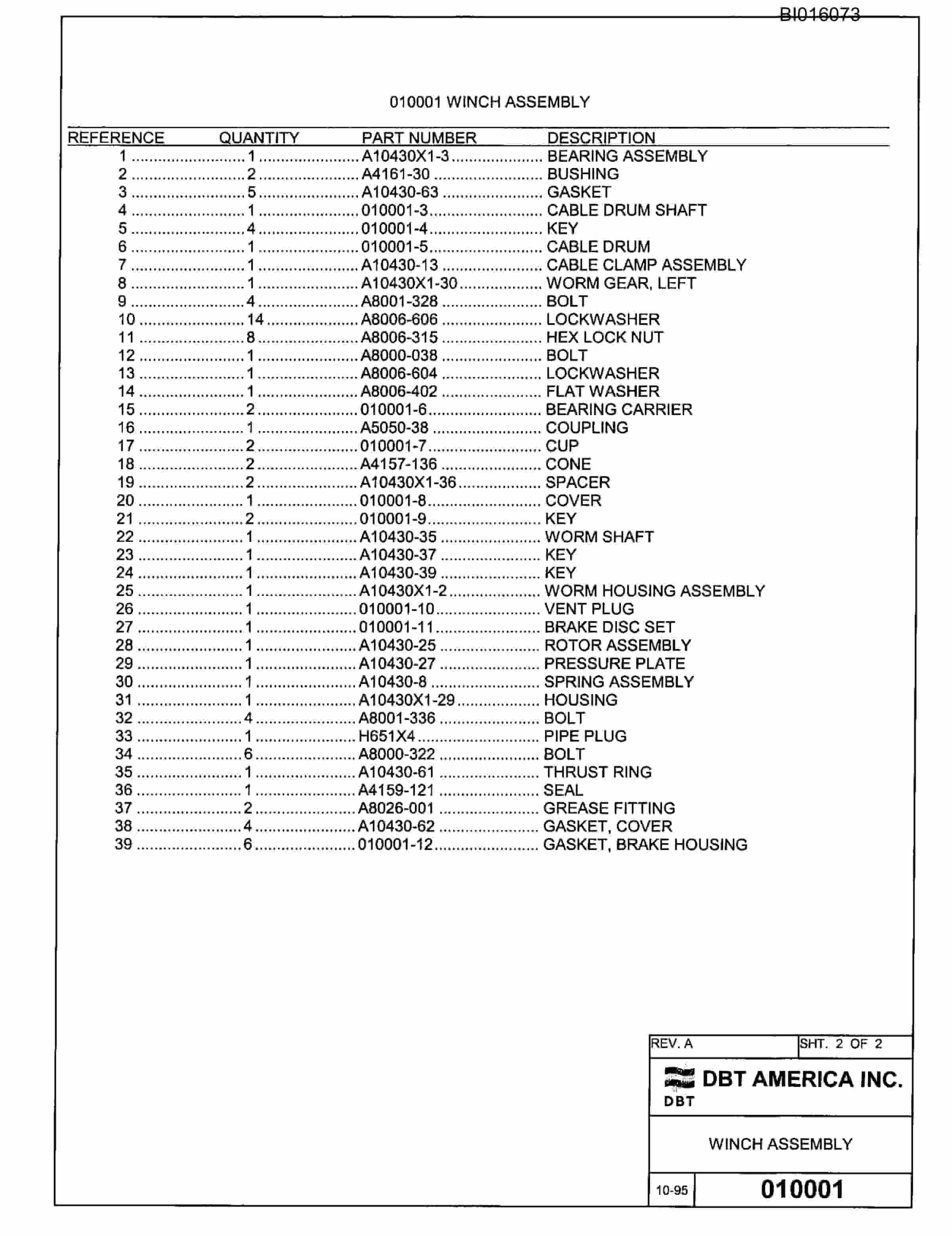 Bucyrus 636 Parts Catalog BI016073-2