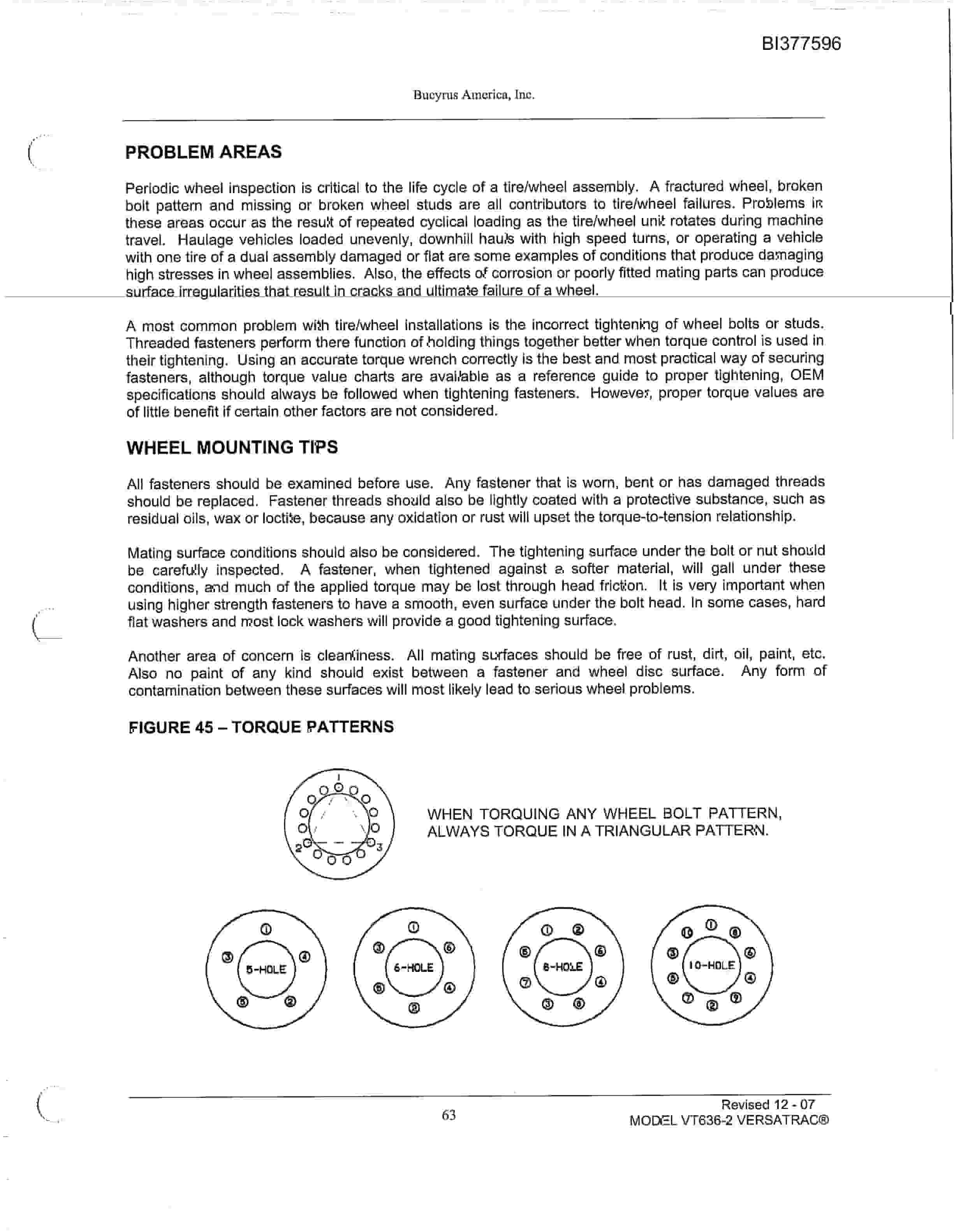 Bucyrus 636 Versatrac Parts Catalog BI377596-5