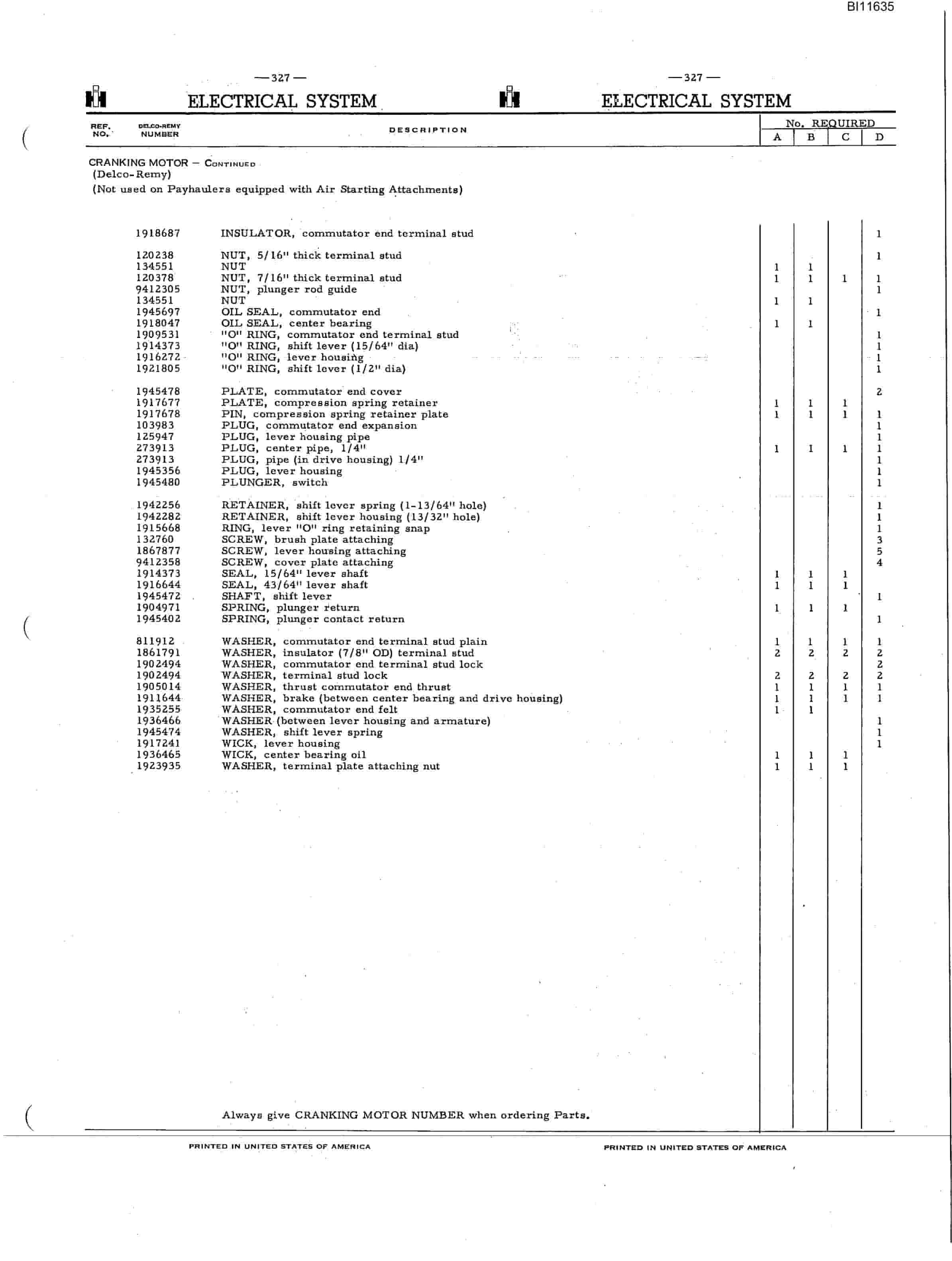 Bucyrus 65, 95 Pay Hauler Parts Catalog BI116135-3