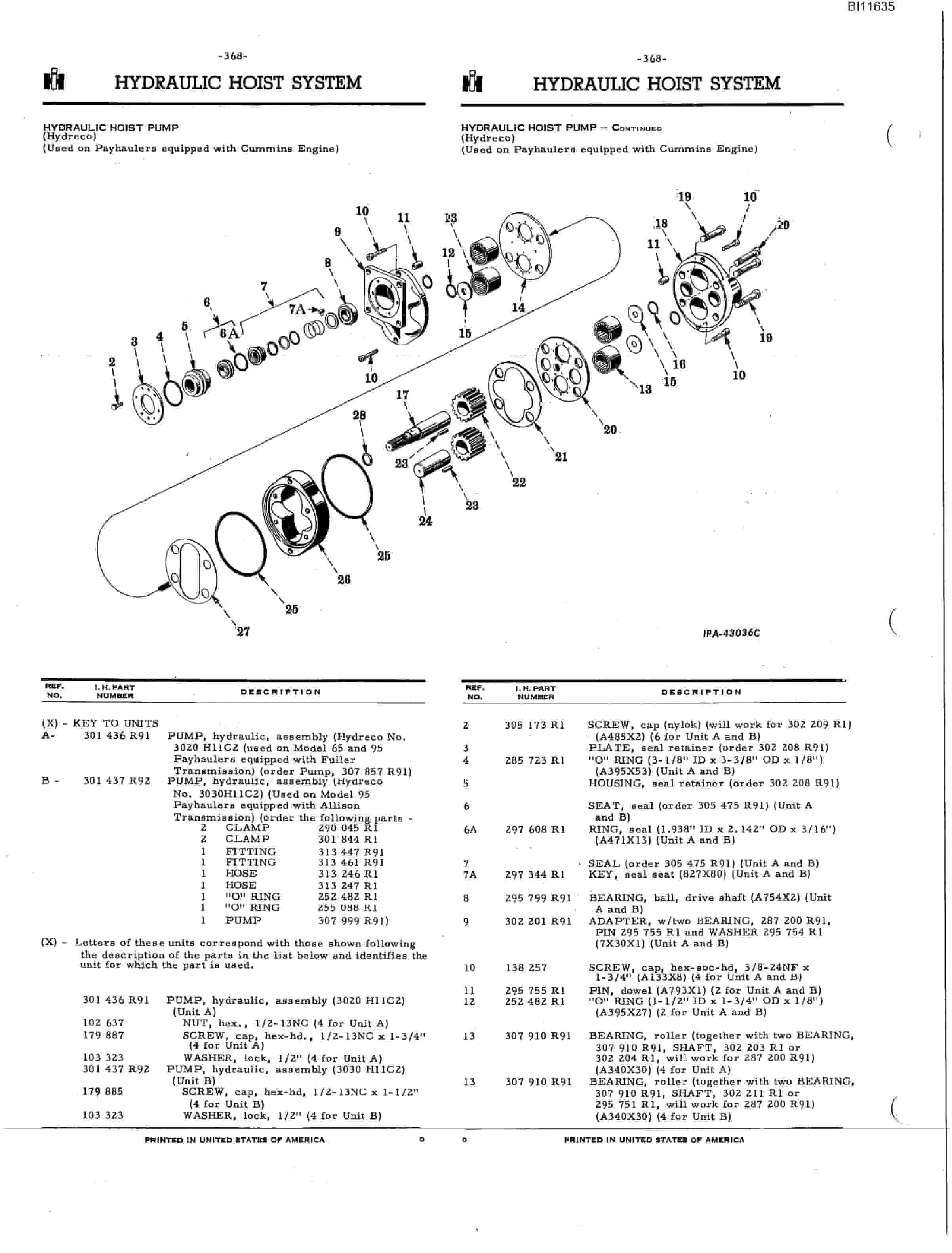 Bucyrus 65, 95 Pay Hauler Parts Catalog BI116135-4