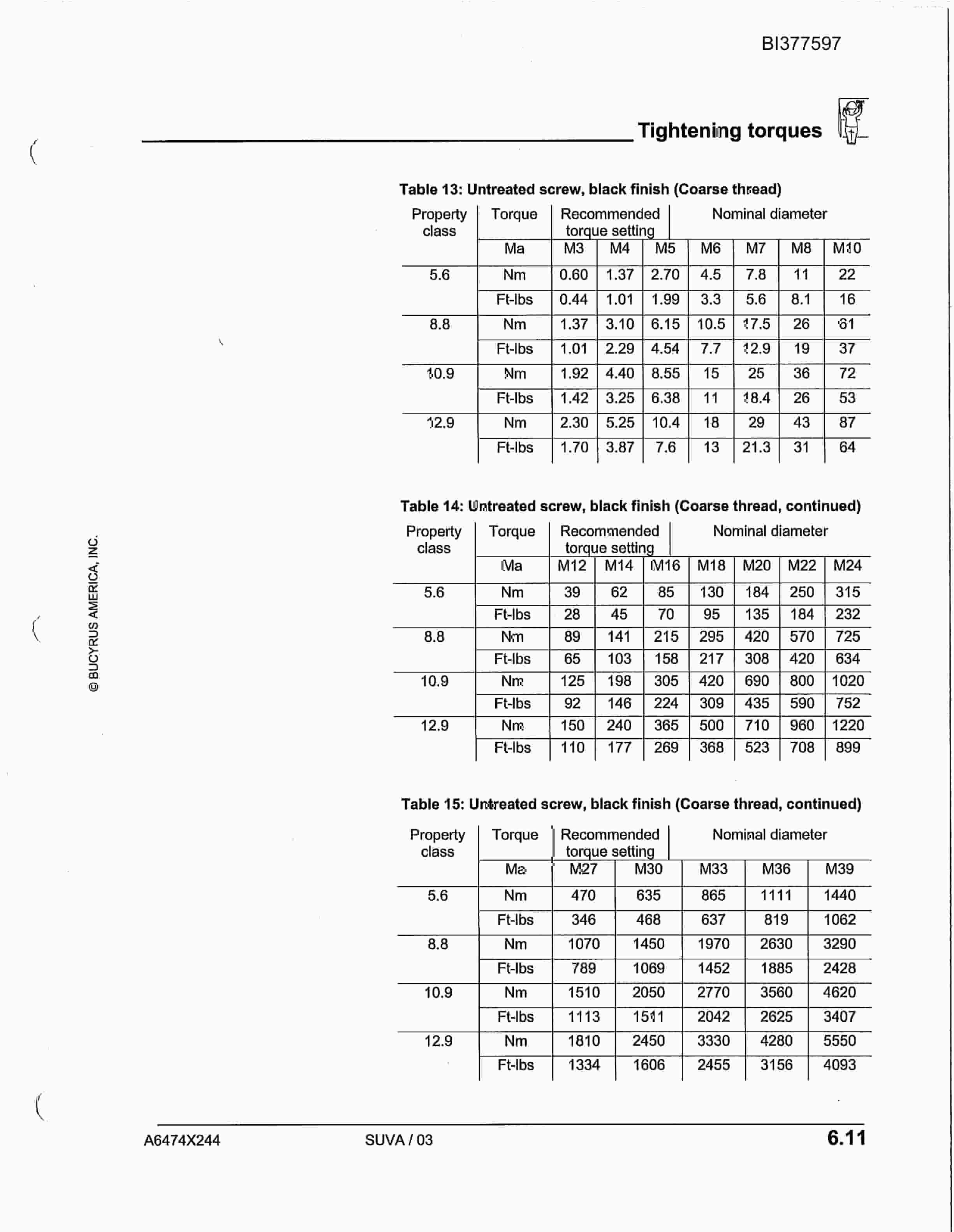 Bucyrus 650 Versatrac Parts Catalog BI377597-5