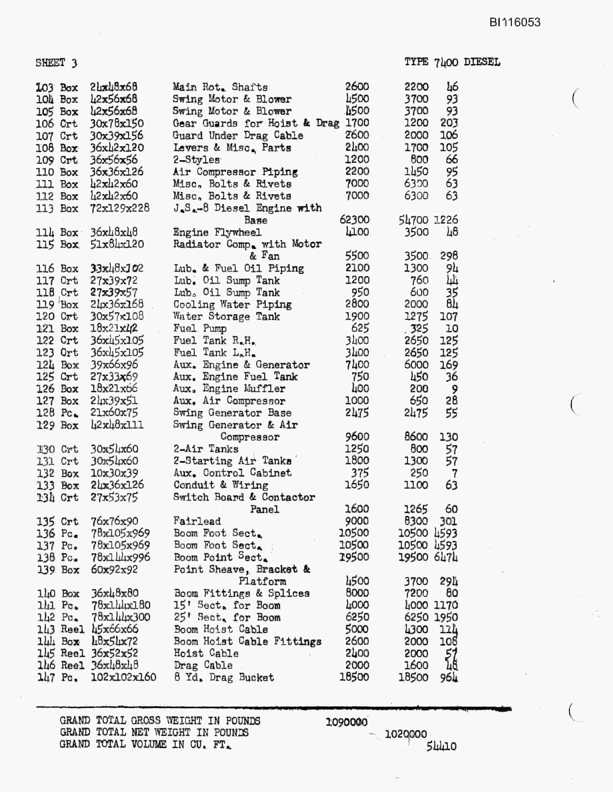 Bucyrus 7400 Diesel Walking Dragline Technical Manual BI116053-2