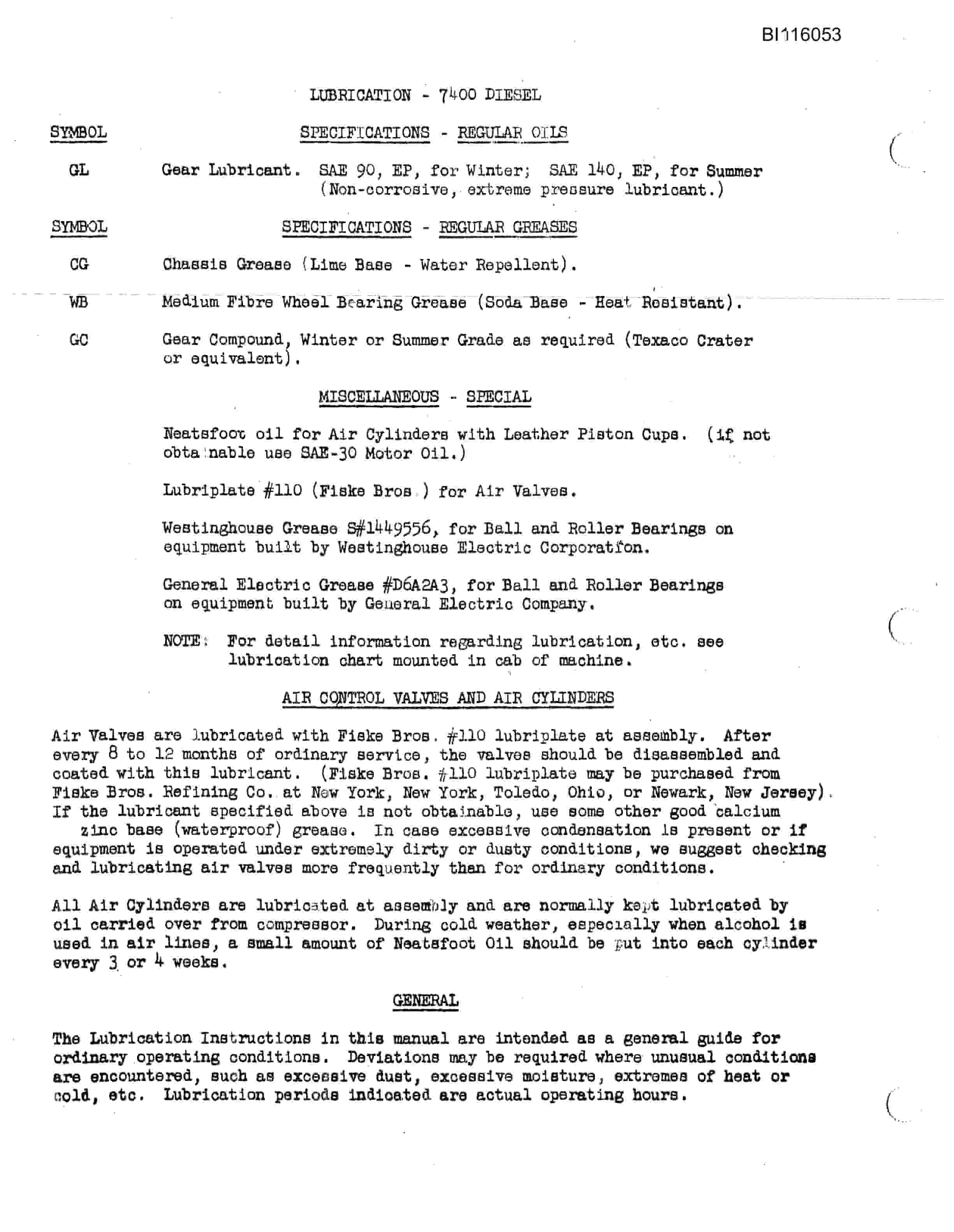 Bucyrus 7400 Diesel Walking Dragline Technical Manual BI116053-3