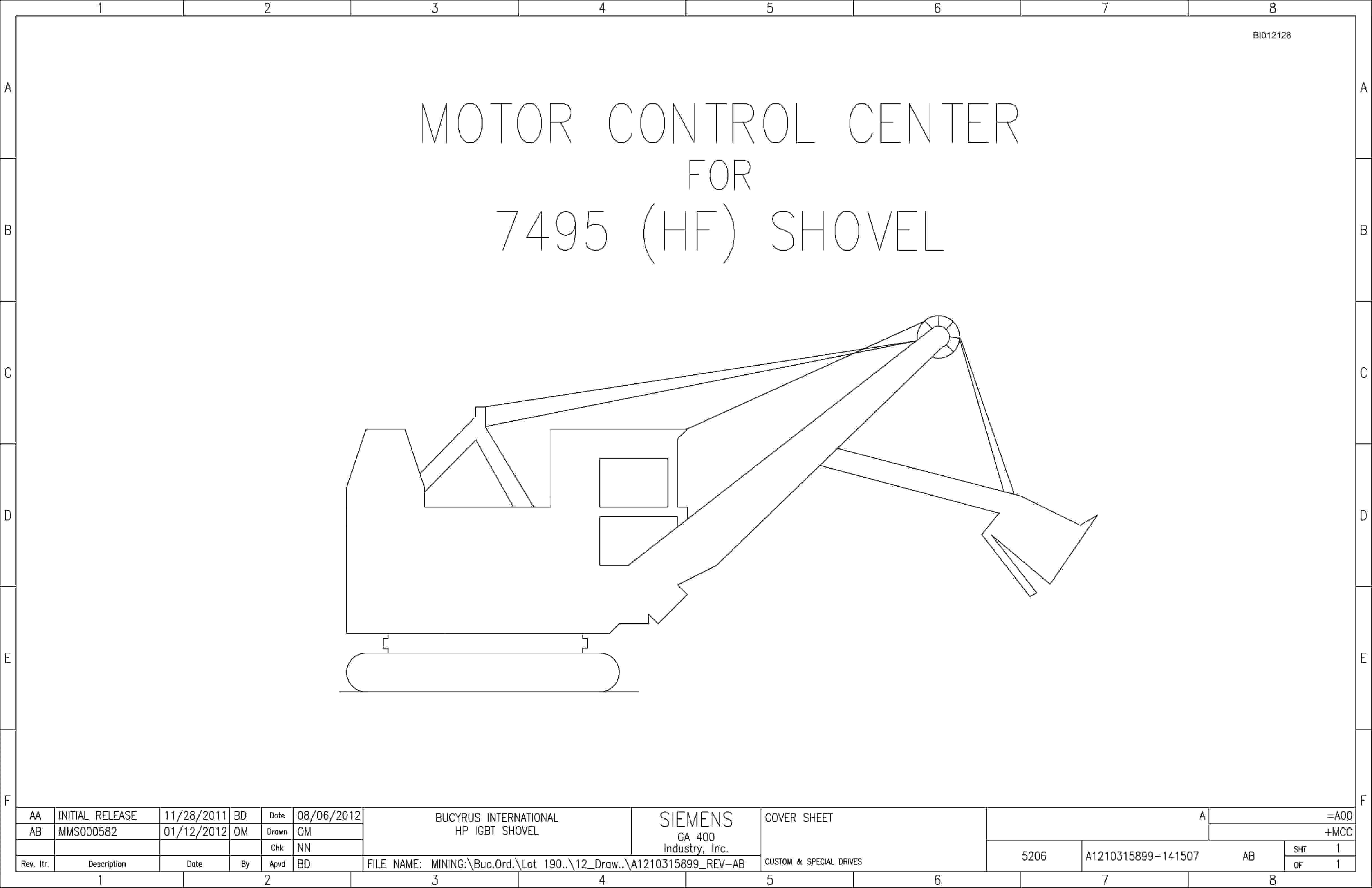 Bucyrus 7495 Shovel Motor Control Center Wiring Diagrams BI012128