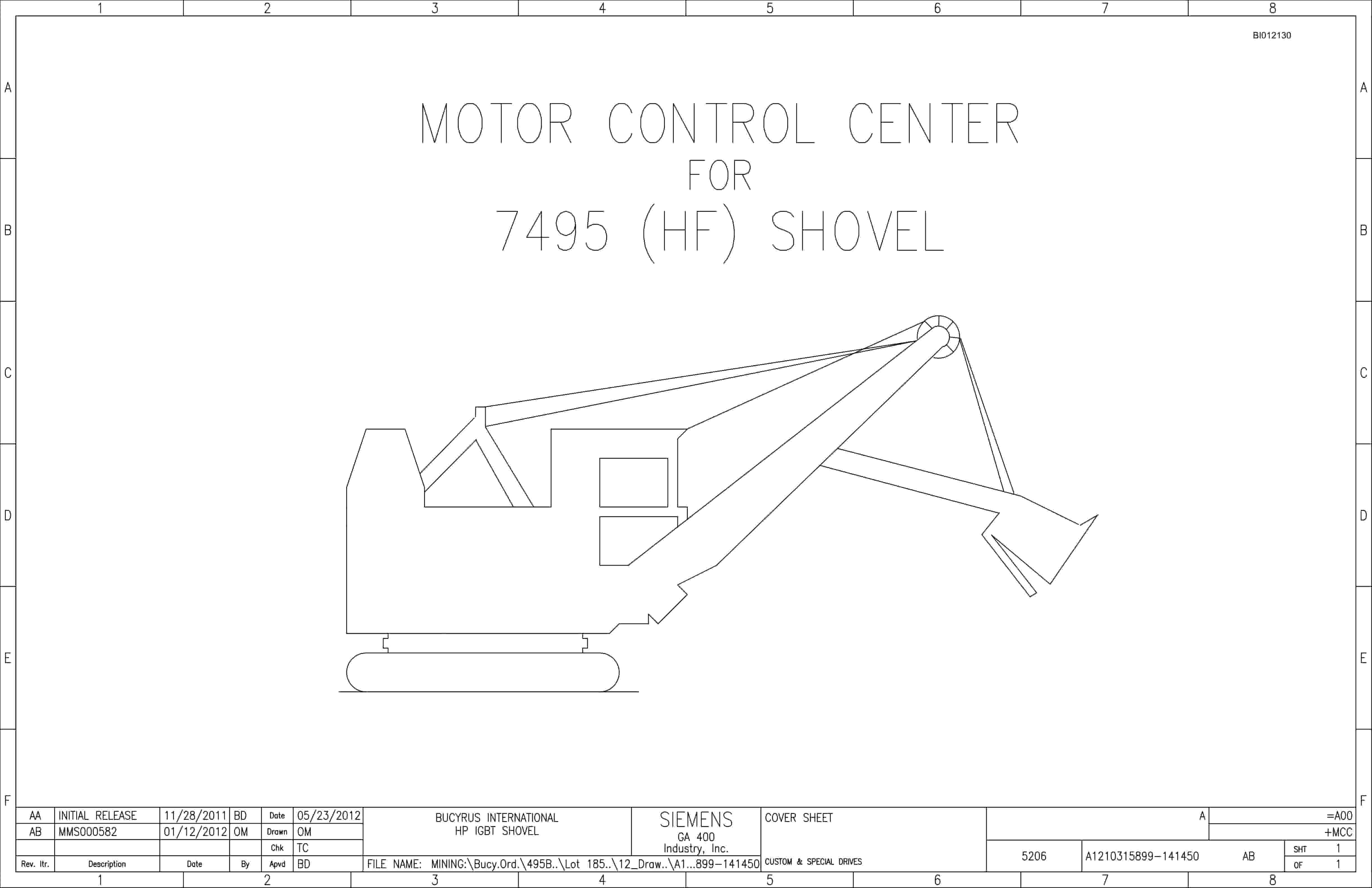 Bucyrus 7495 Shovel Motor Control Center Wiring Diagrams BI012130