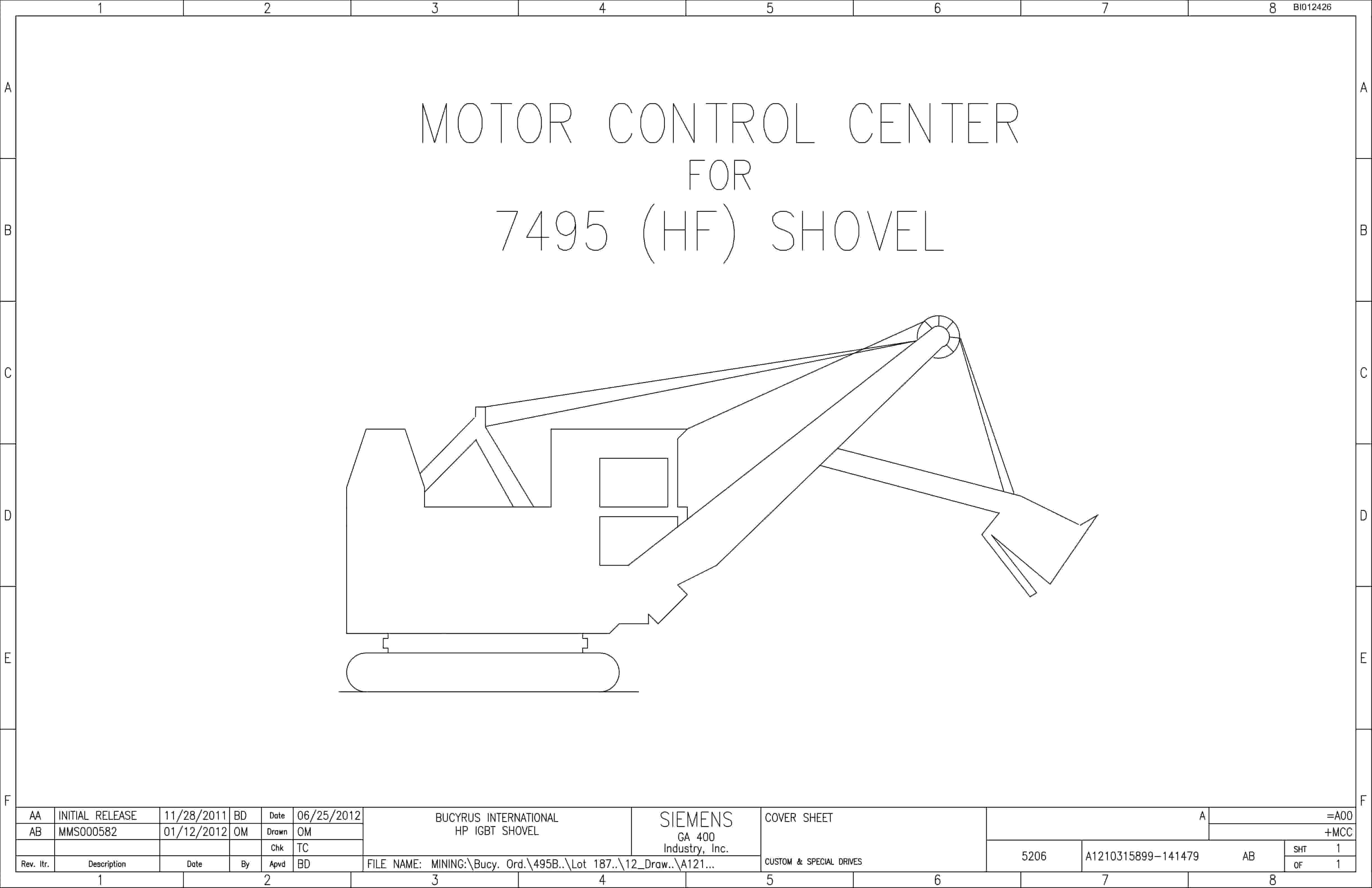 Bucyrus 7495 Shovel Motor Control Center Wiring Diagrams BI012426