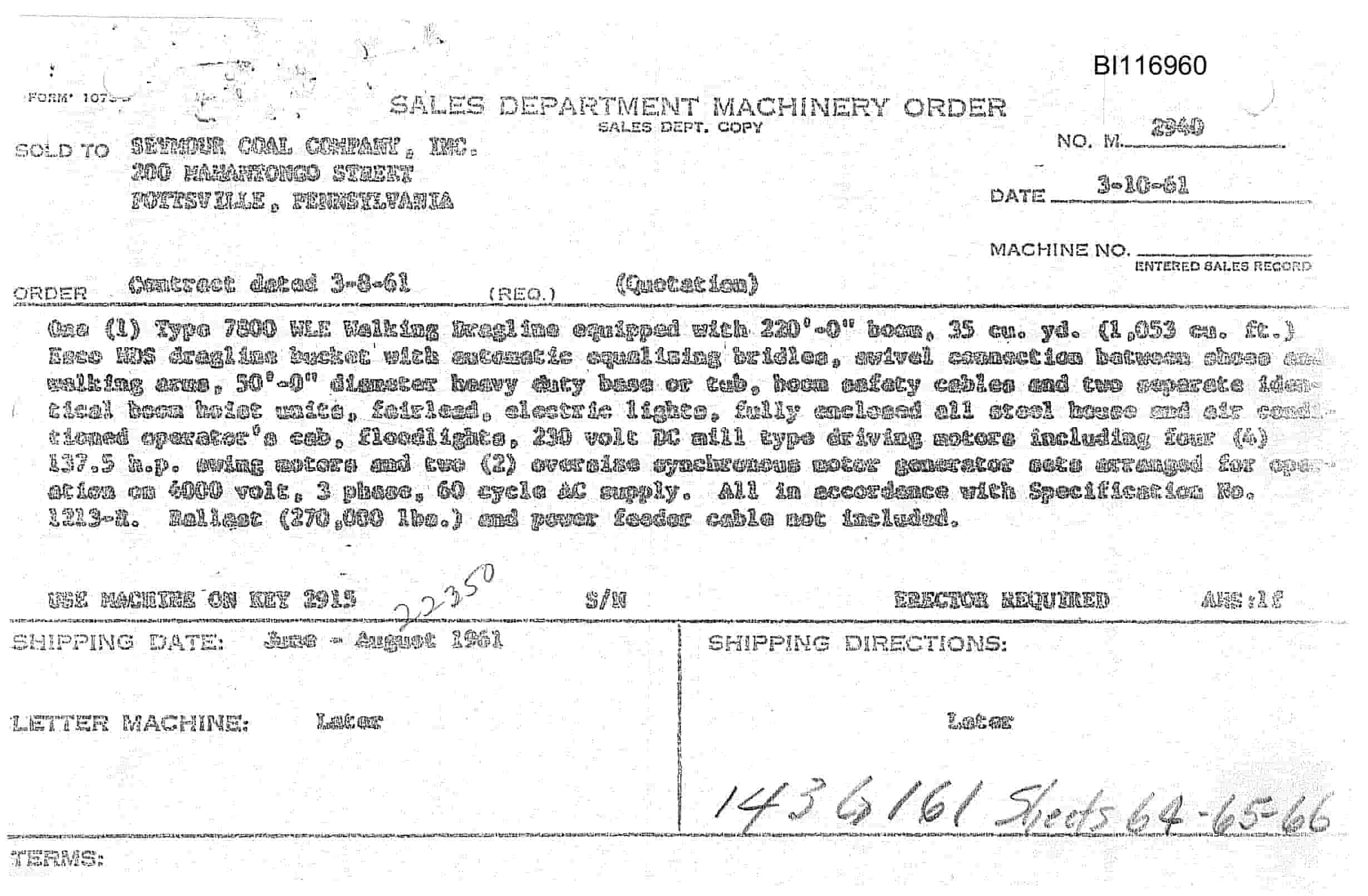 Bucyrus 7800 Dragline Parts Catalog BI116960-3