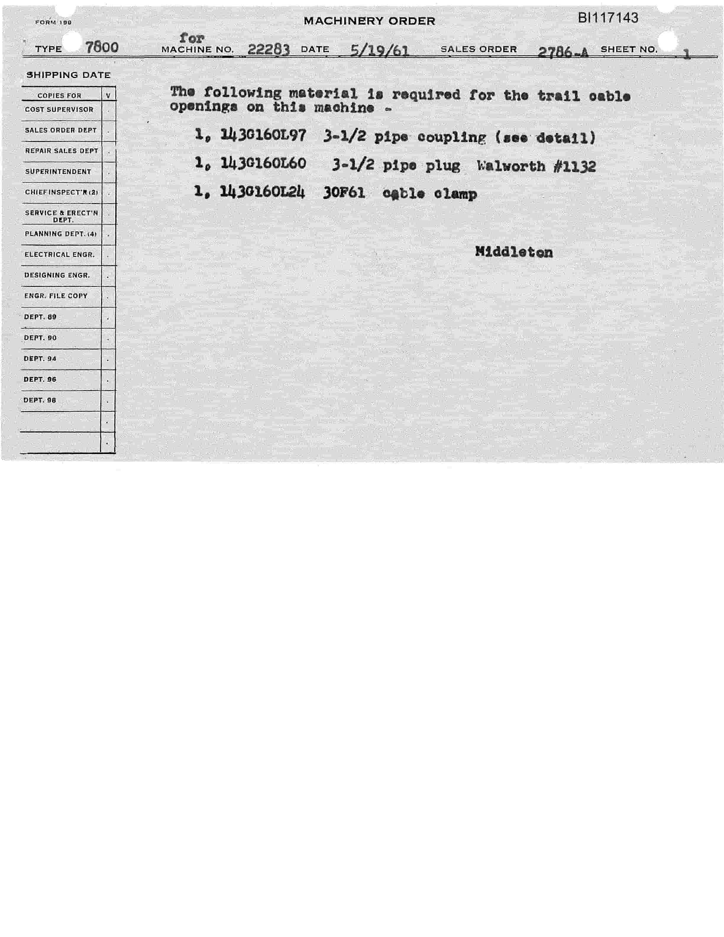 Bucyrus 7800 Dragline Technical Manual BI117143-3