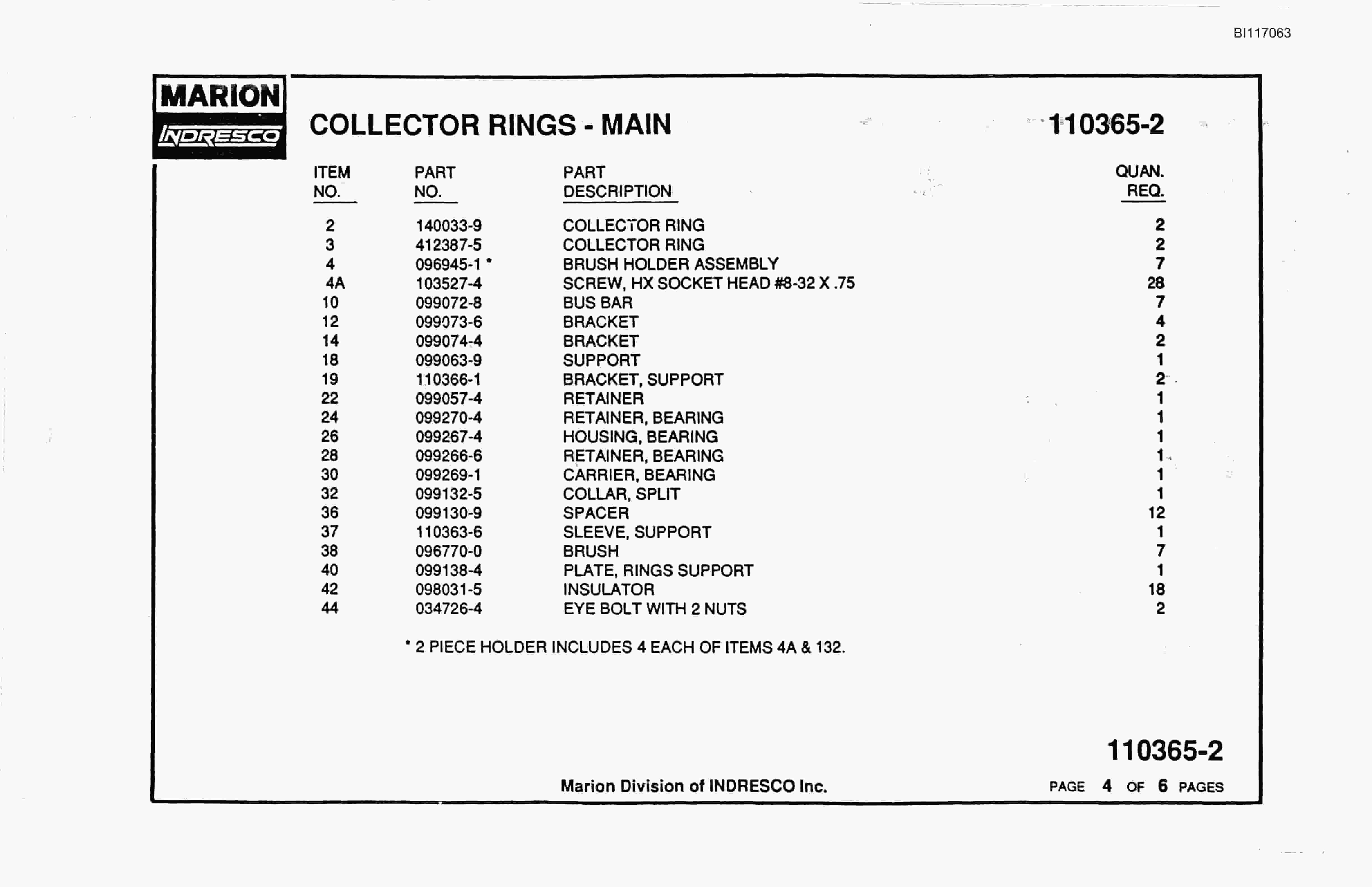 Bucyrus 7820 Parts Book BI117063-4