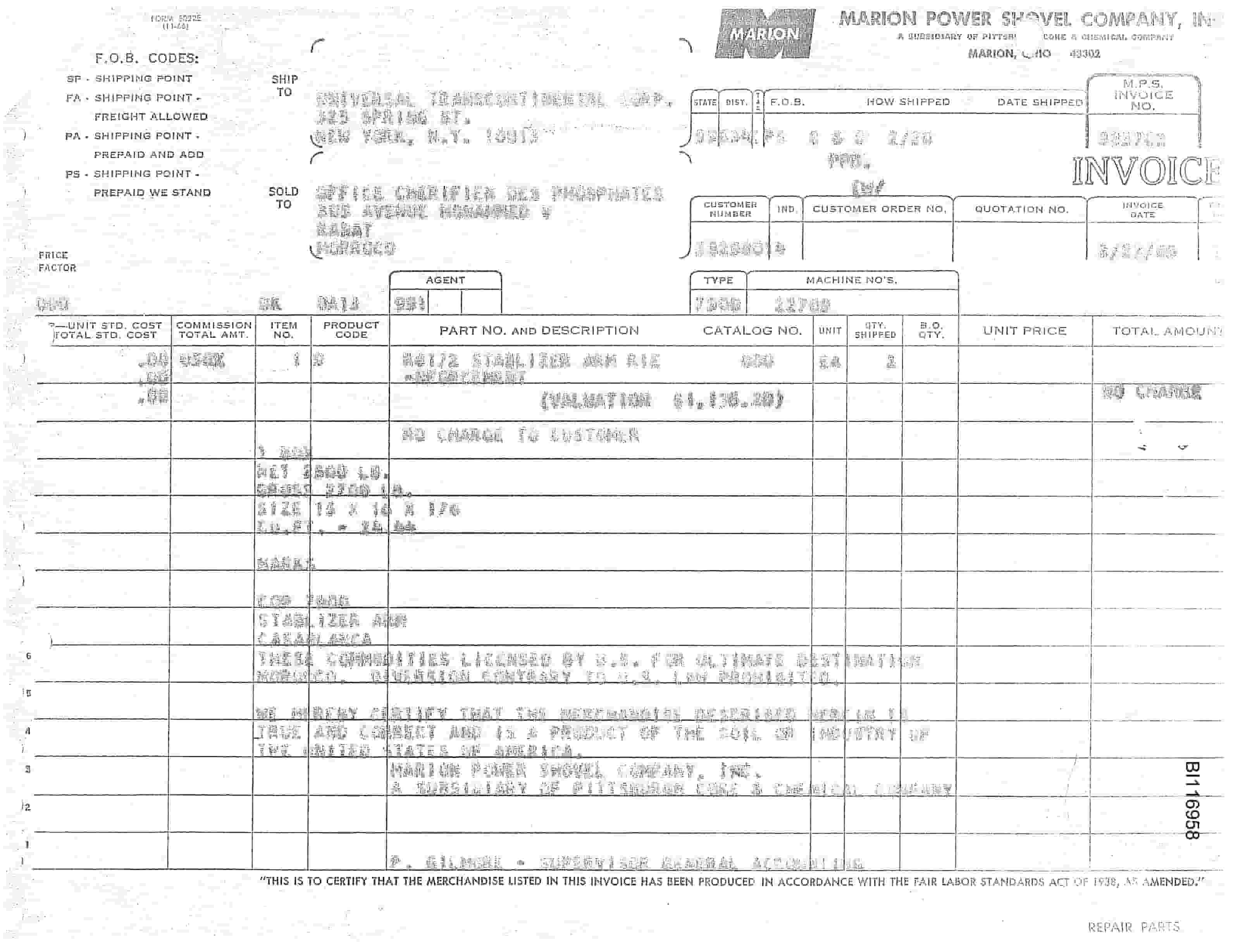 Bucyrus 7900 Parts Catalog BI116958-4