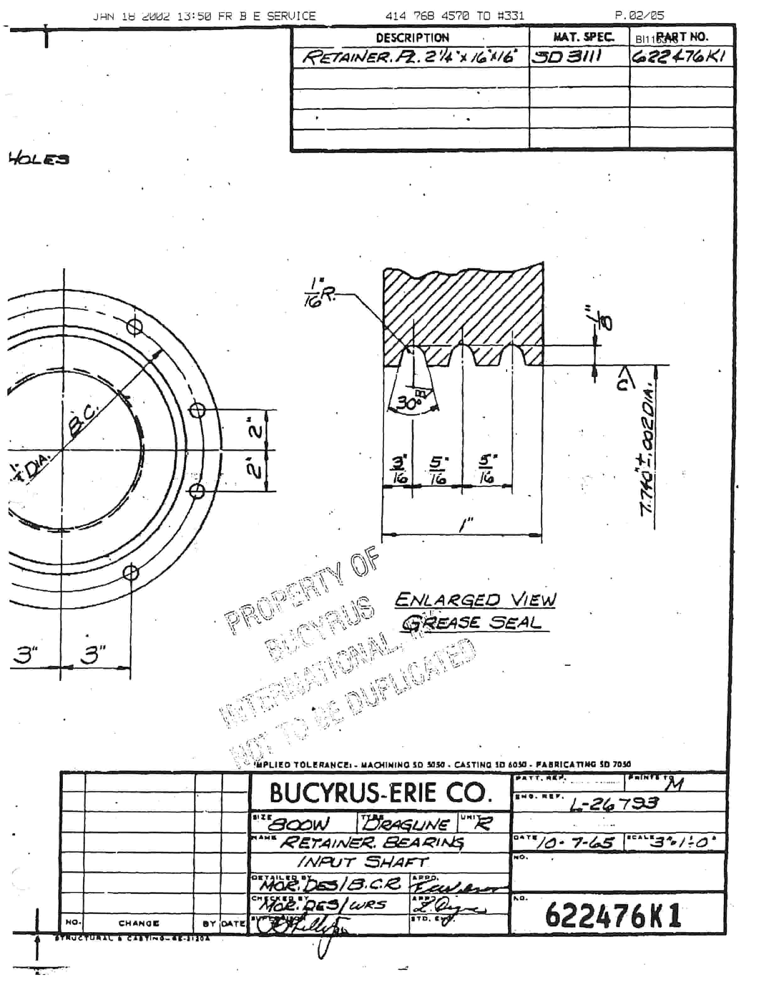 Bucyrus 800W Walking Dragline Parts Catalog BI115316-2