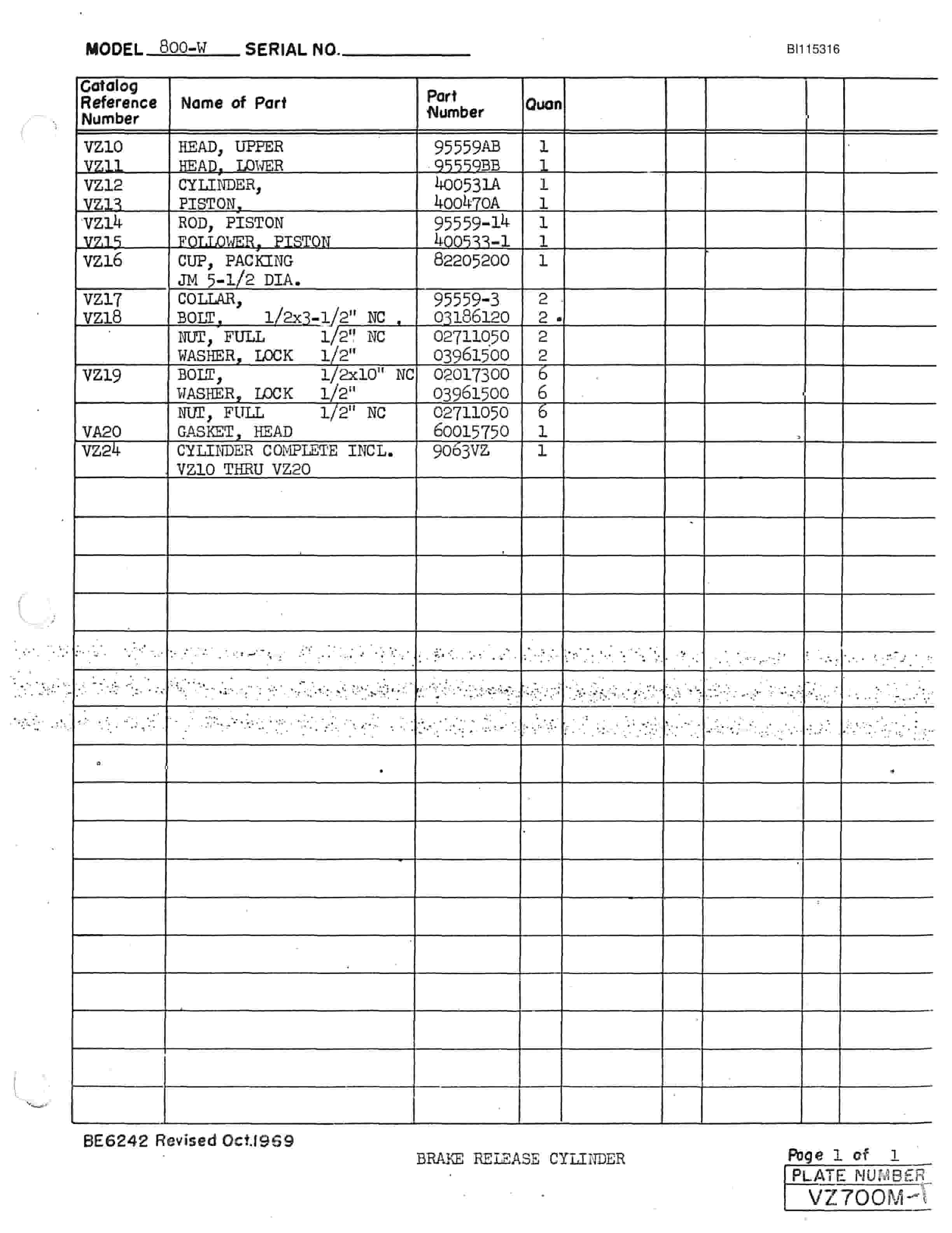 Bucyrus 800W Walking Dragline Parts Catalog BI115316-4