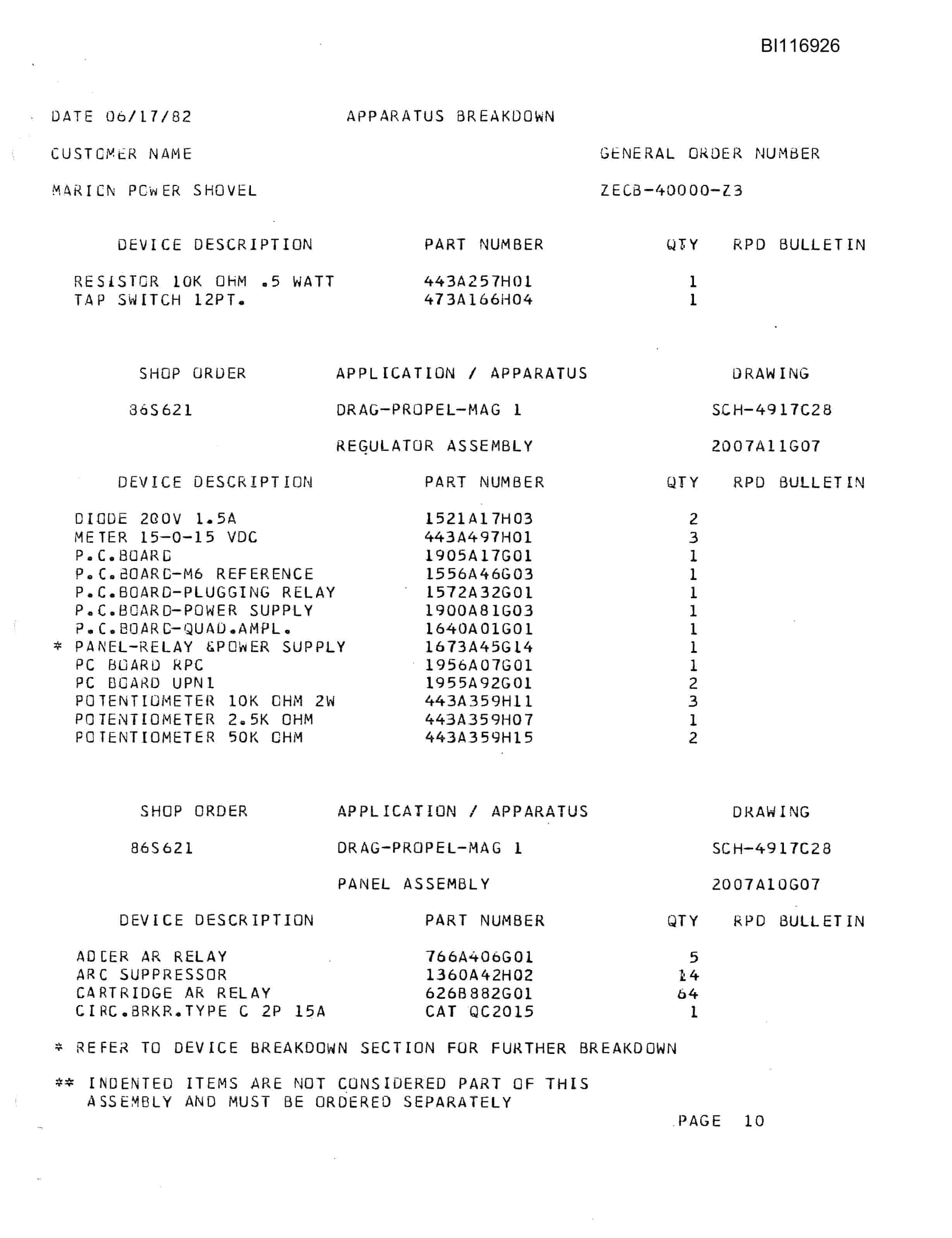 Bucyrus 8050 Dragline Parts Catalog BI116926-2